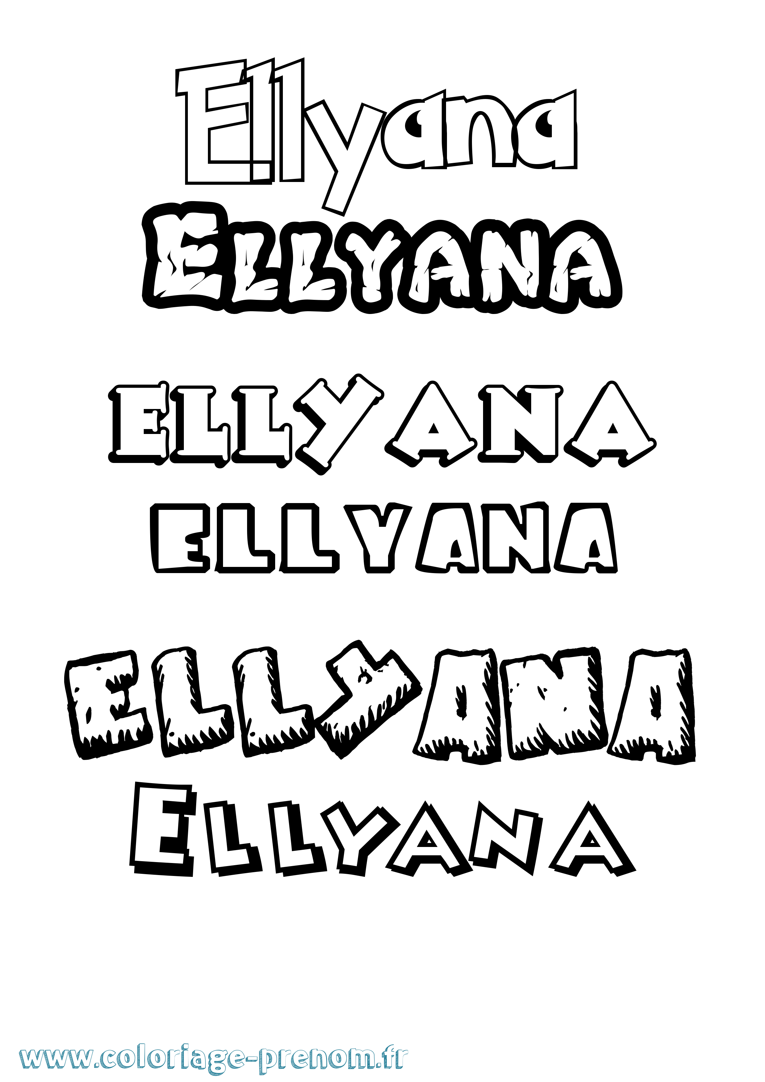 Coloriage Ellyana Dessin Animé Coloriage prénom Ellyana Dessin Animé