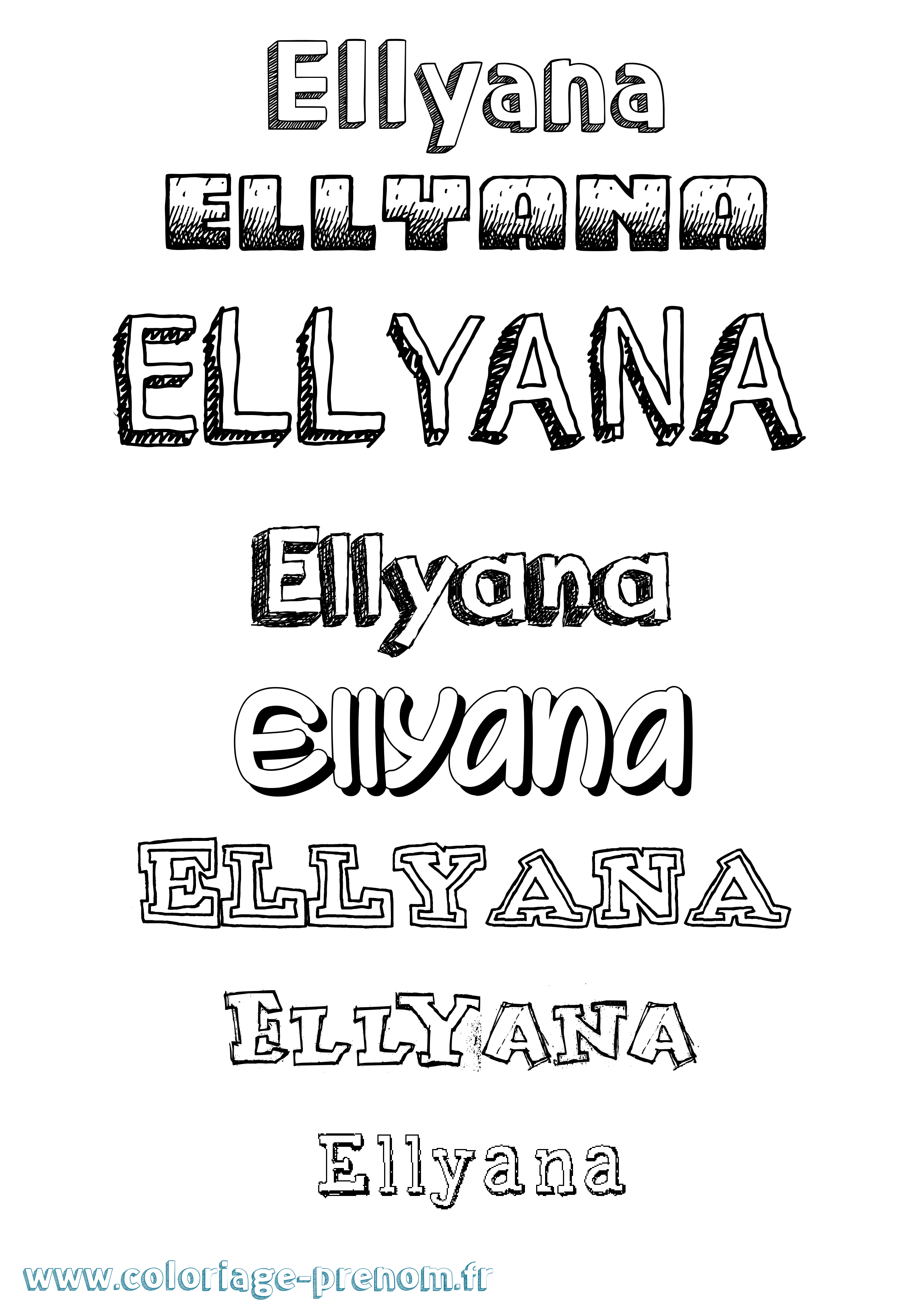 Coloriage Ellyana Dessiné Coloriage prénom Ellyana Dessiné