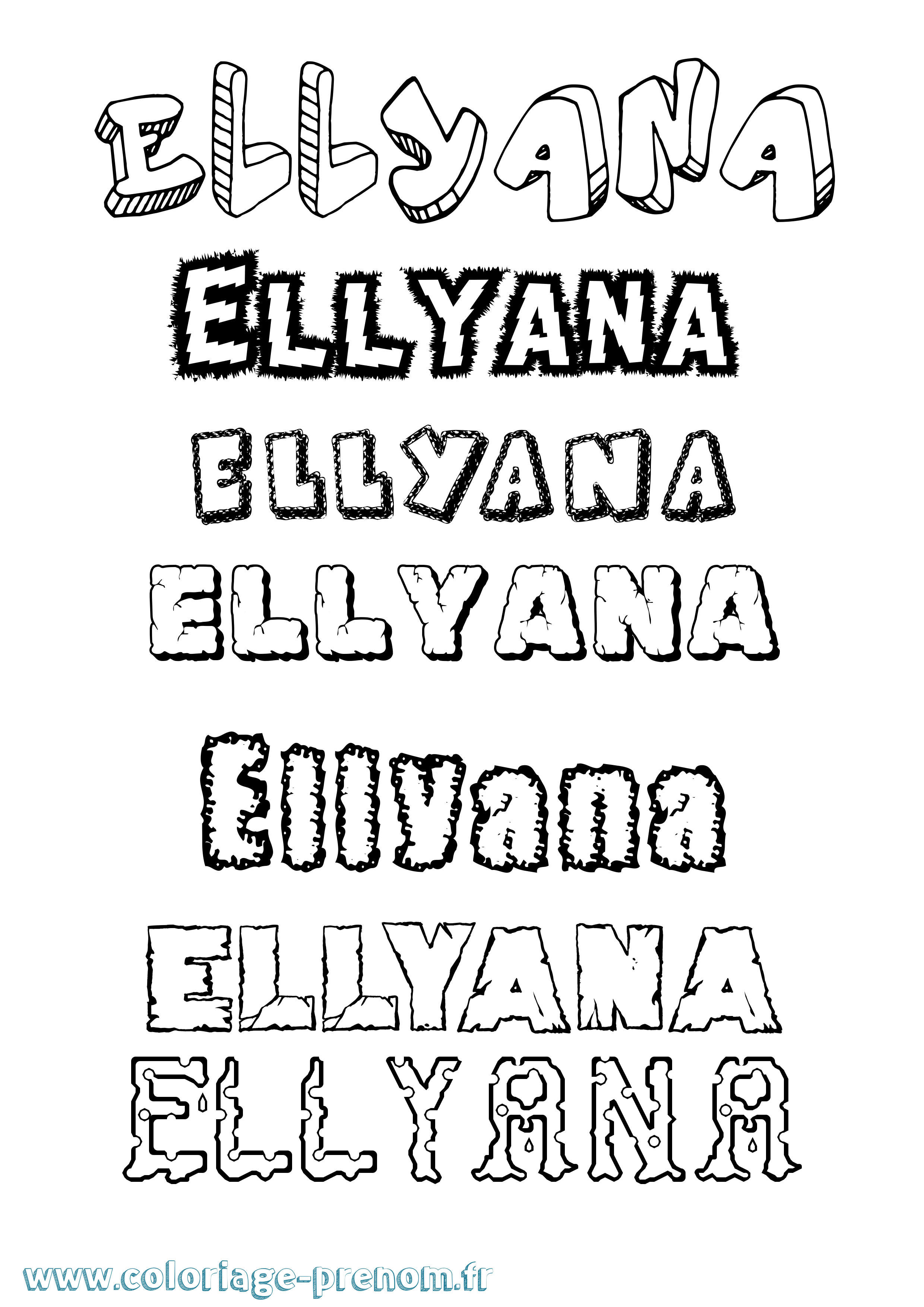 Coloriage Ellyana Destructuré Coloriage prénom Ellyana Destructuré