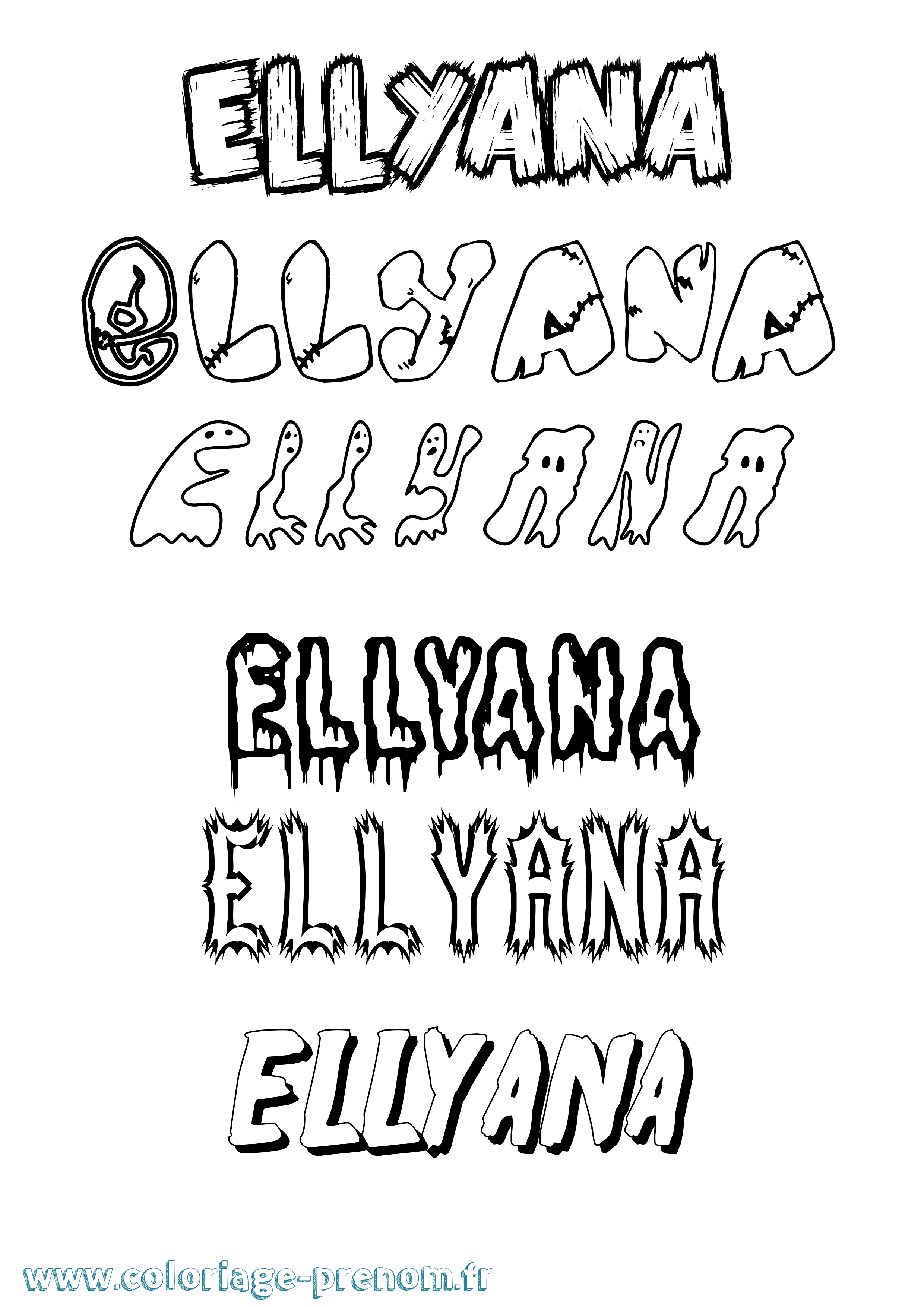 Coloriage Ellyana Frisson Coloriage prénom Ellyana Frisson