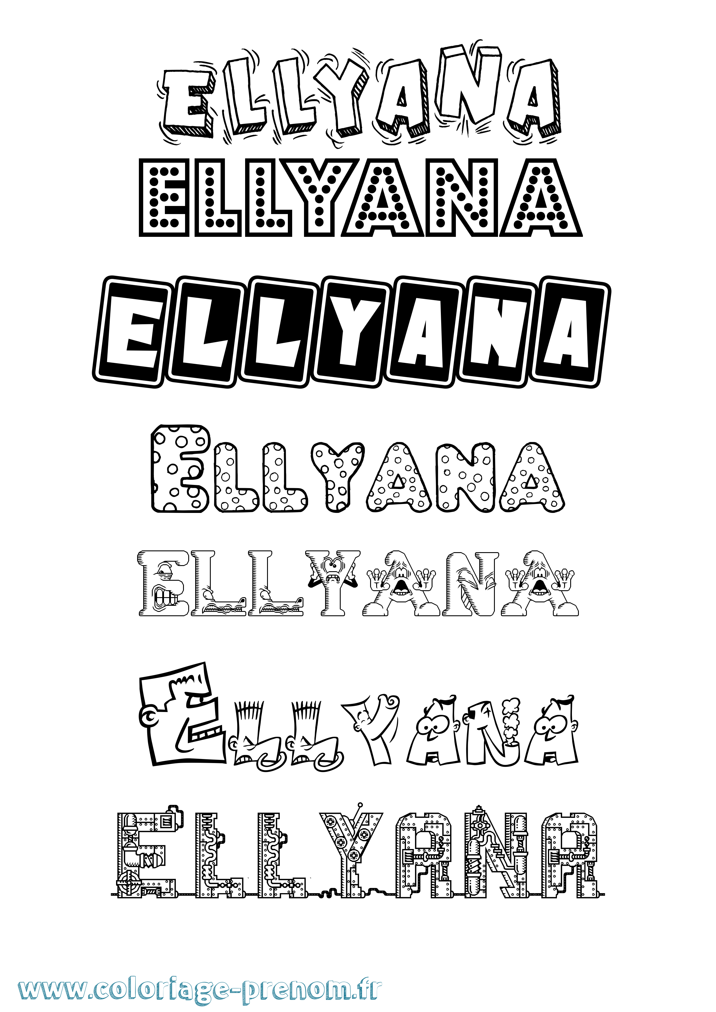Coloriage Ellyana Fun Coloriage prénom Ellyana Fun