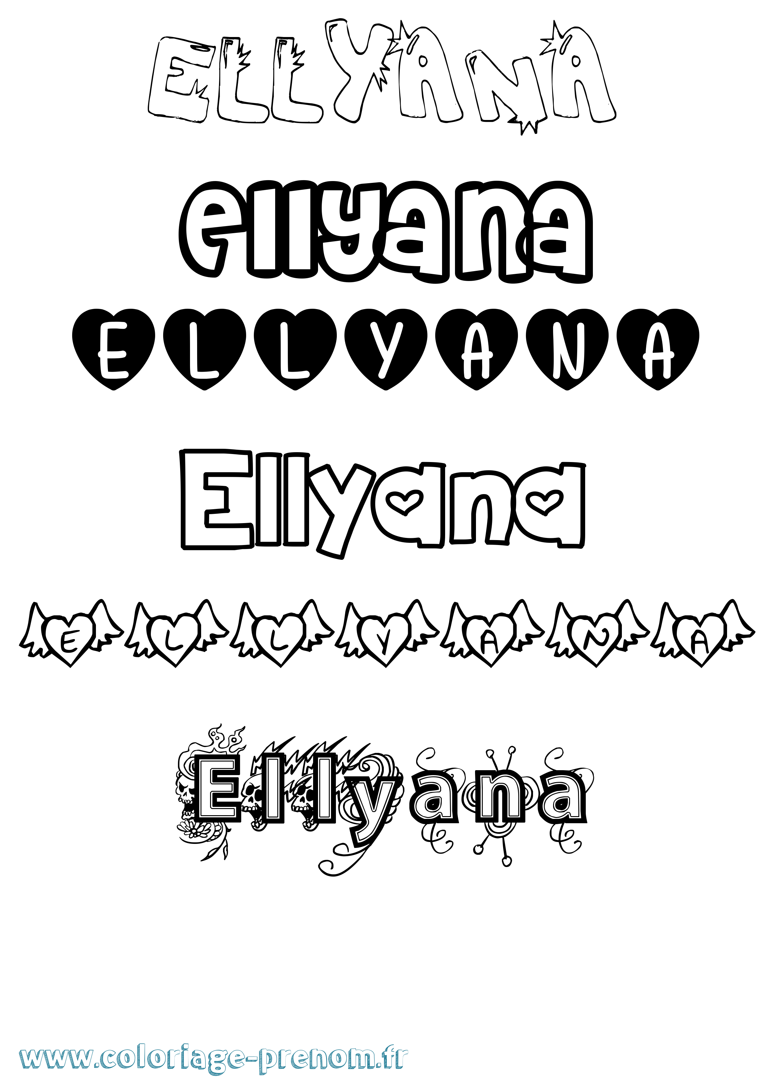 Coloriage Ellyana Girly Coloriage prénom Ellyana Girly