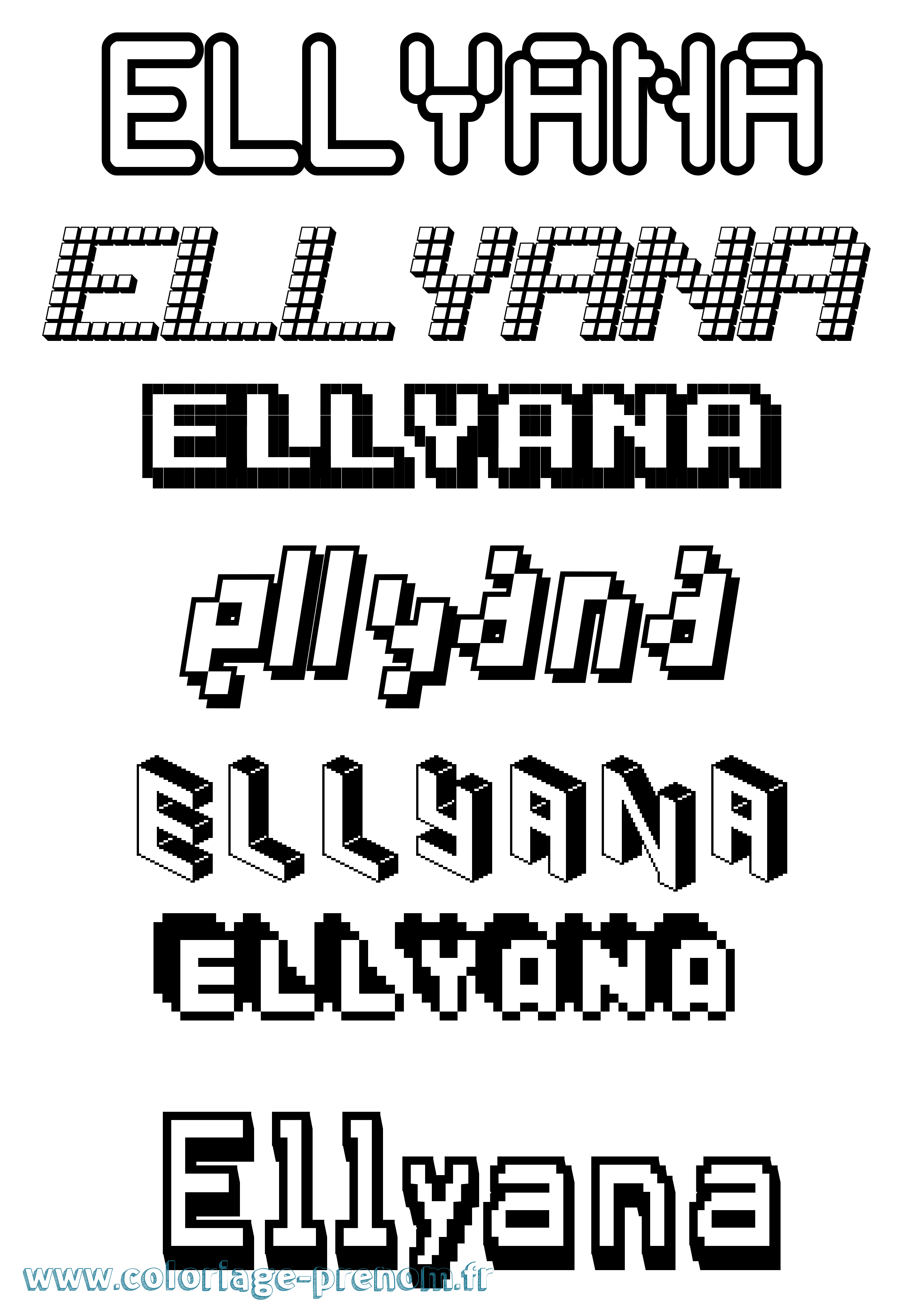 Coloriage Ellyana Pixel Coloriage prénom Ellyana Pixel