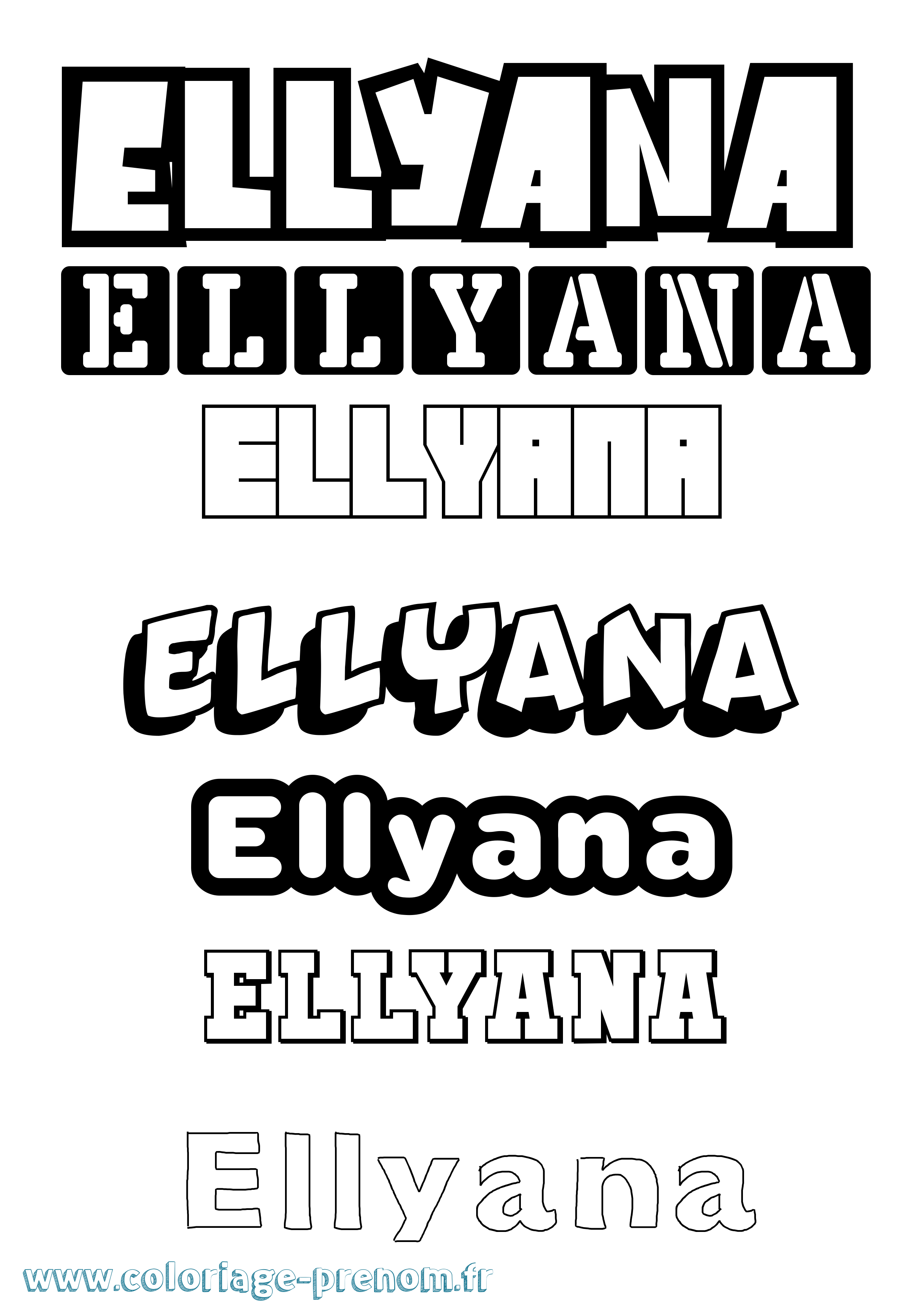Coloriage Ellyana Simple Coloriage prénom Ellyana Simple