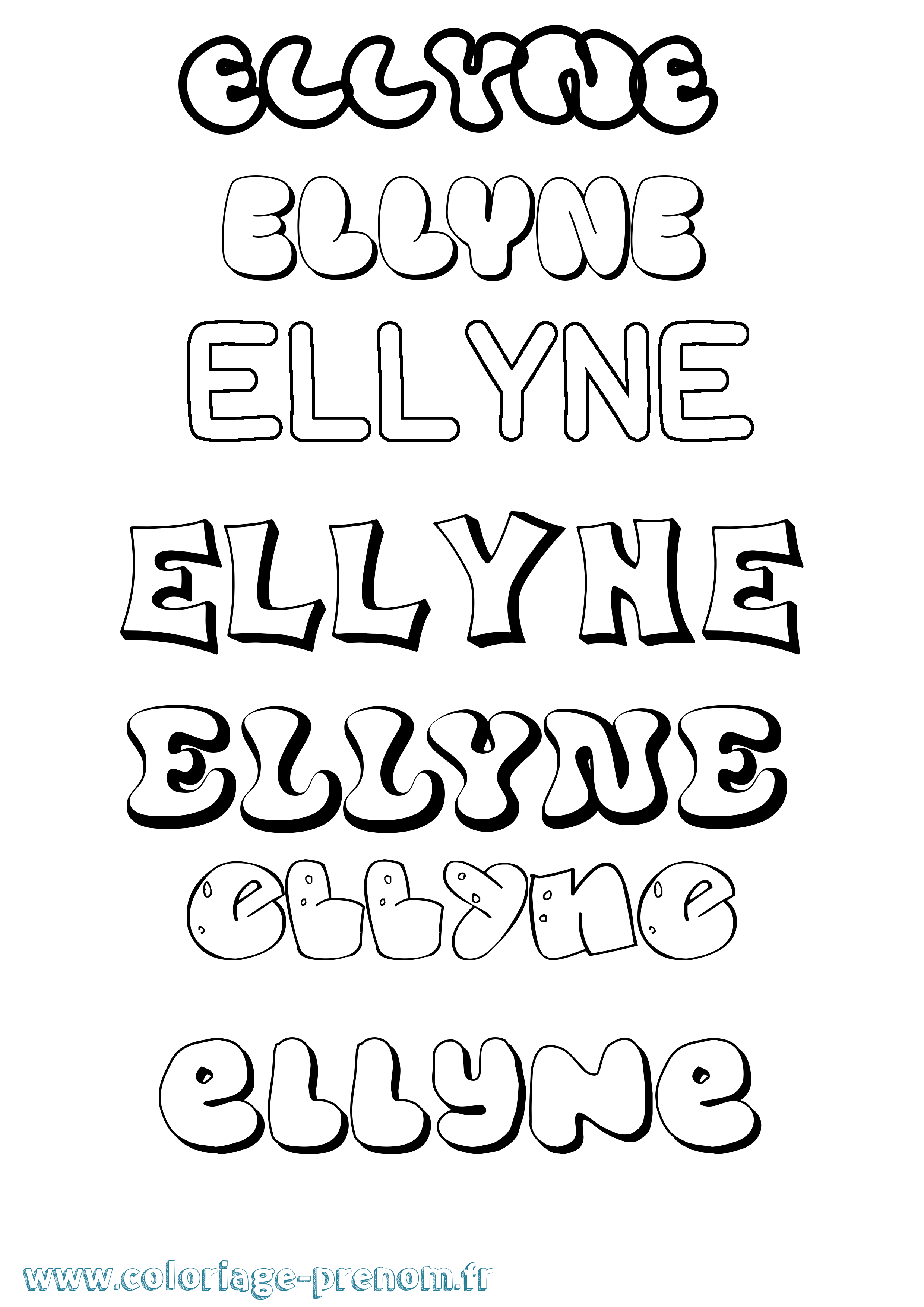 Coloriage Ellyne Bubble Coloriage prénom Ellyne Bubble