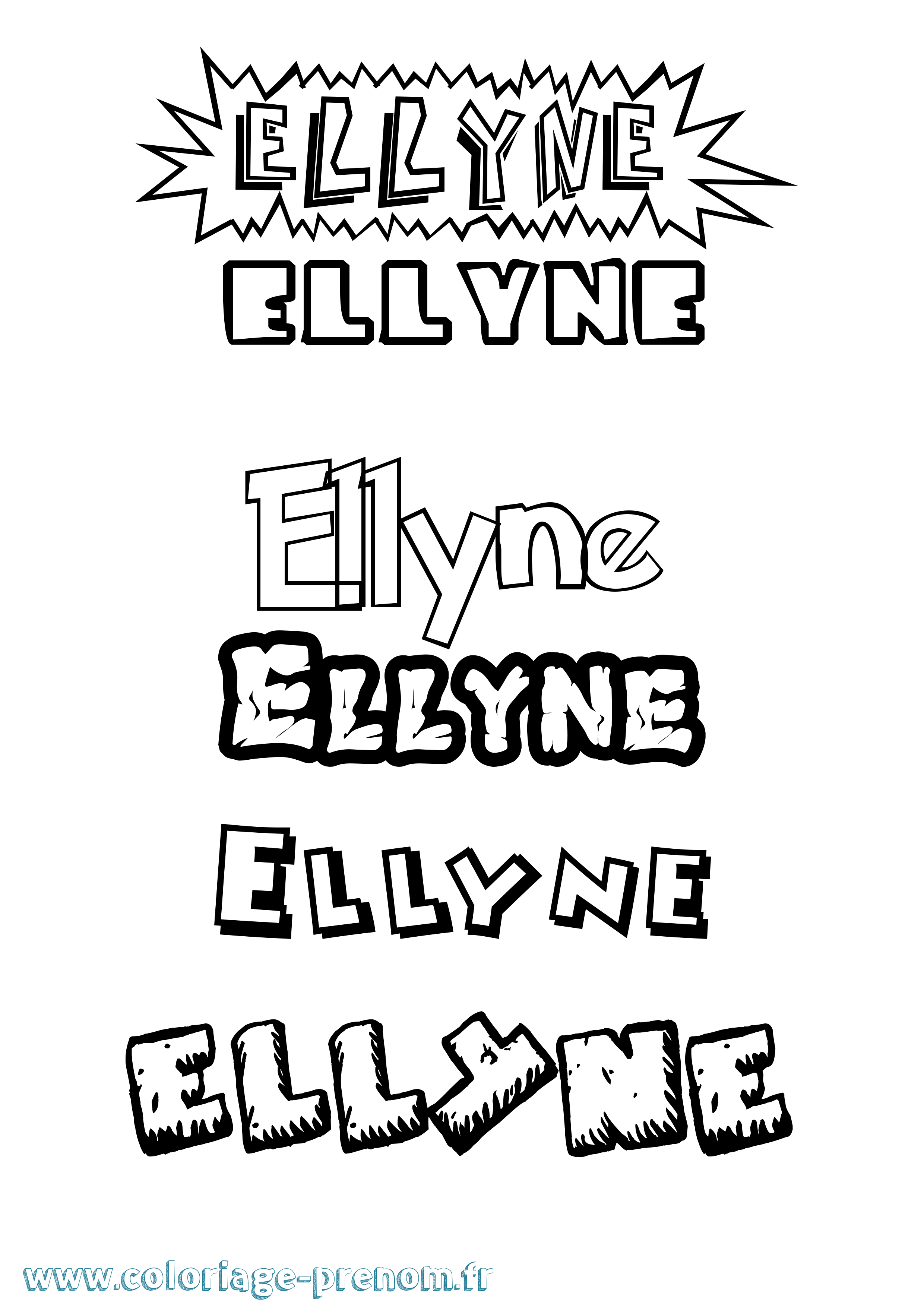 Coloriage Ellyne Dessin Animé Coloriage prénom Ellyne Dessin Animé