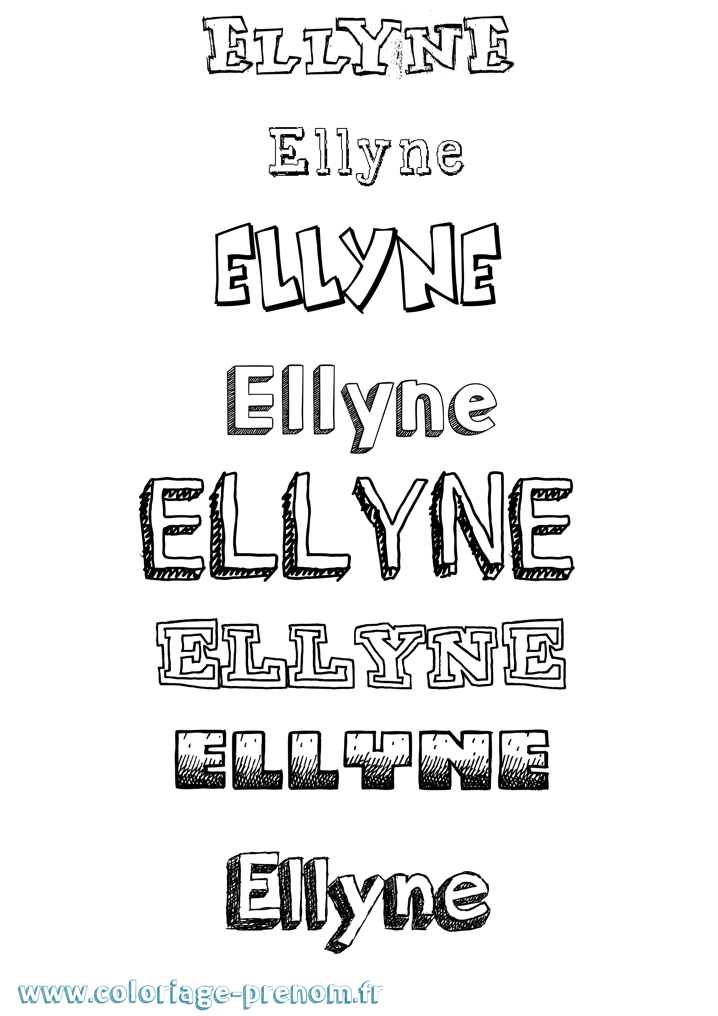 Coloriage Ellyne Dessiné Coloriage prénom Ellyne Dessiné
