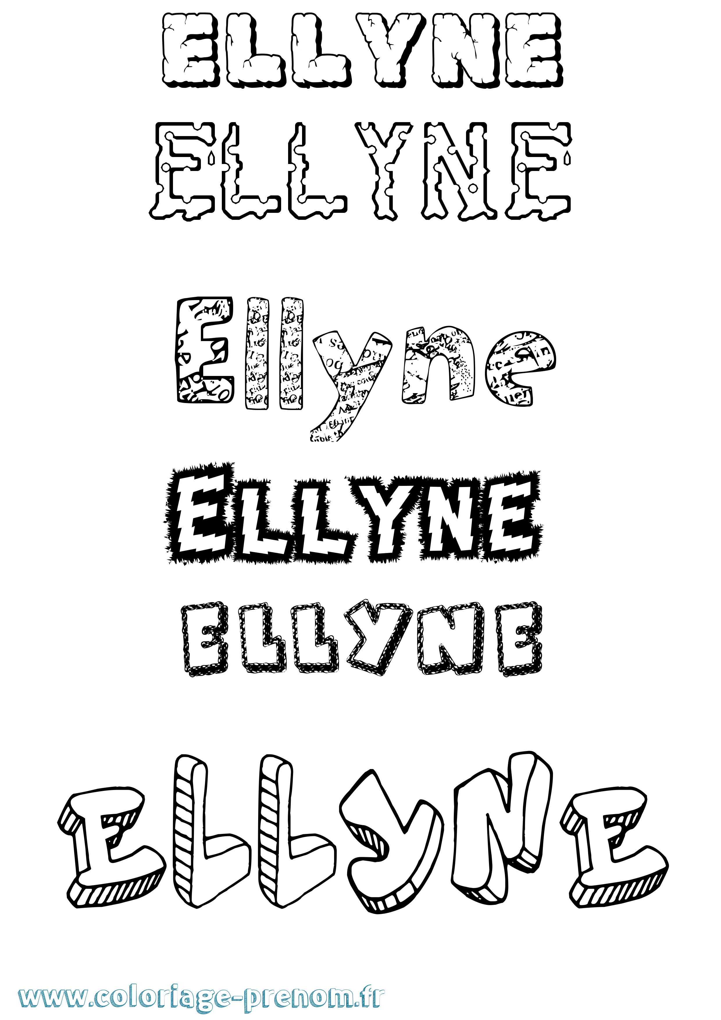 Coloriage Ellyne Destructuré Coloriage prénom Ellyne Destructuré