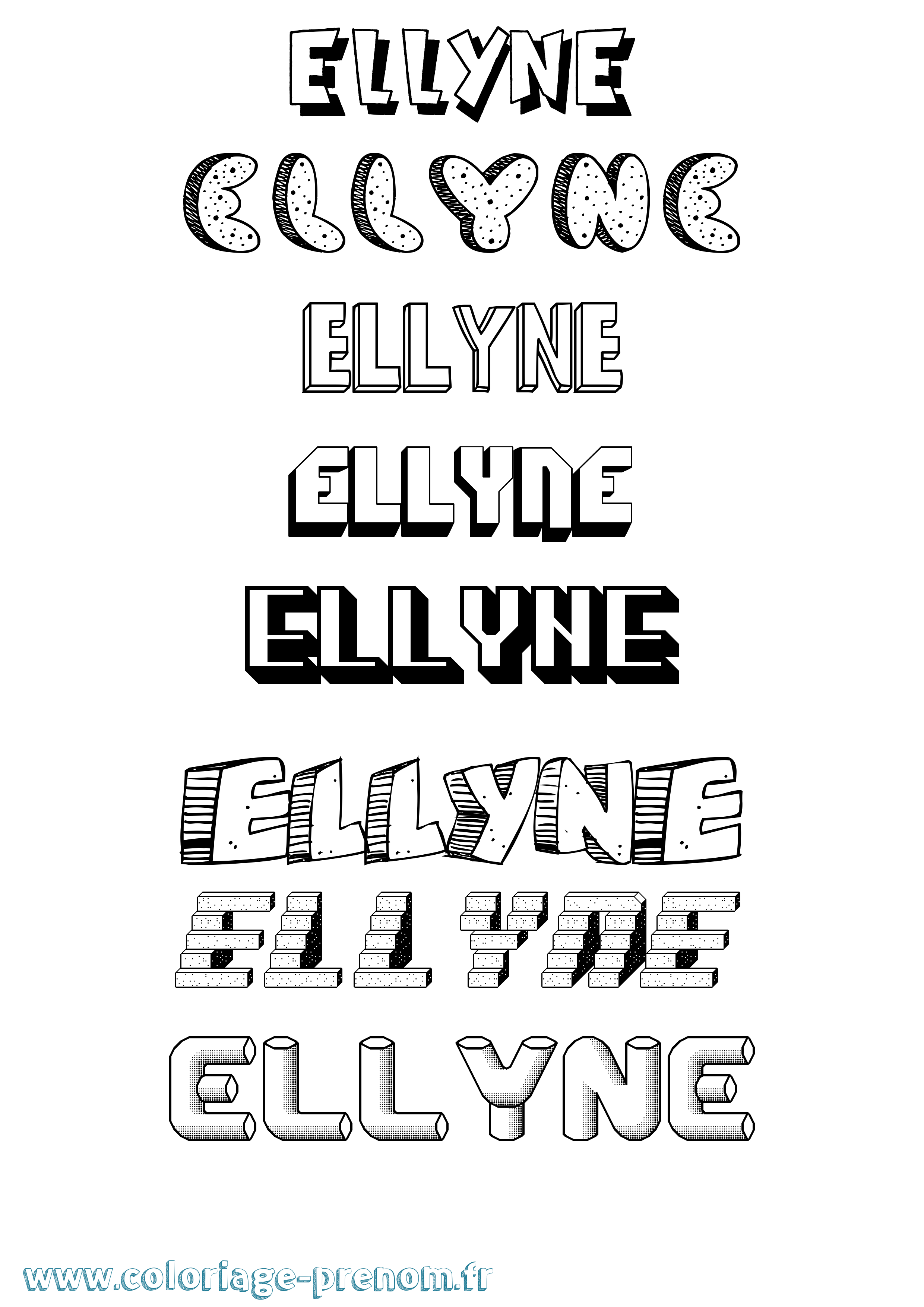 Coloriage Ellyne Effet 3D Coloriage prénom Ellyne Effet 3D