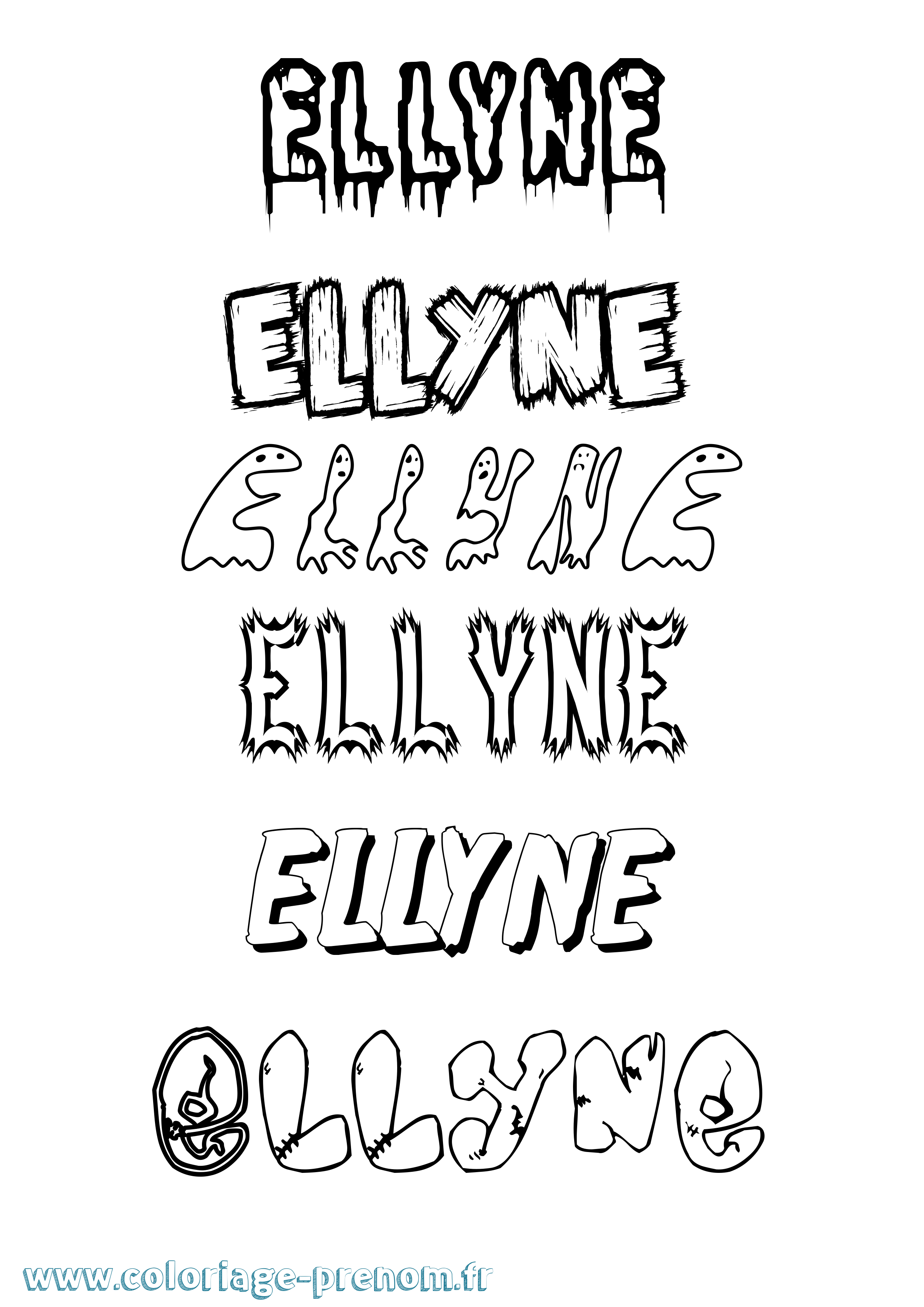 Coloriage Ellyne Frisson Coloriage prénom Ellyne Frisson