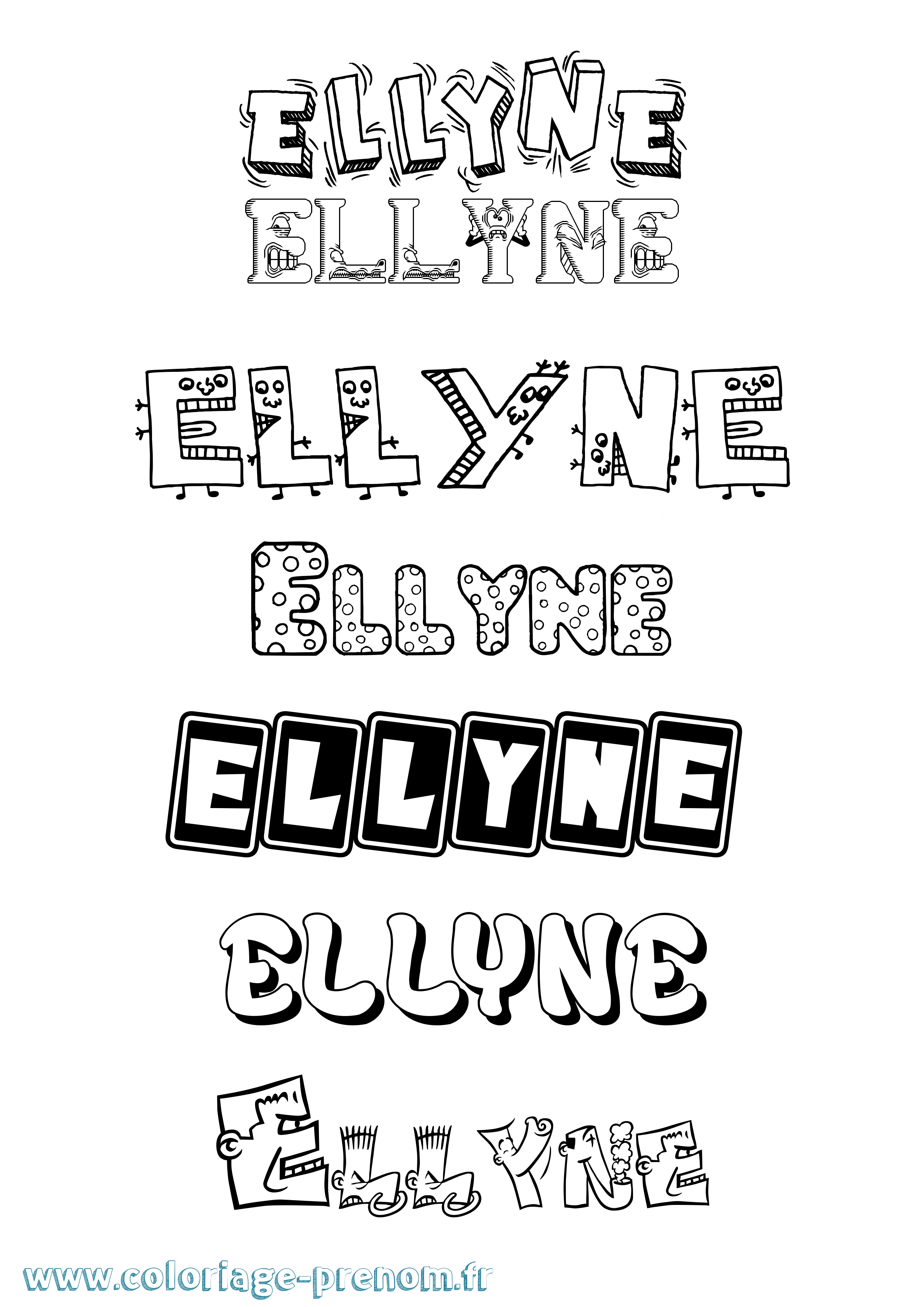Coloriage Ellyne Fun Coloriage prénom Ellyne Fun