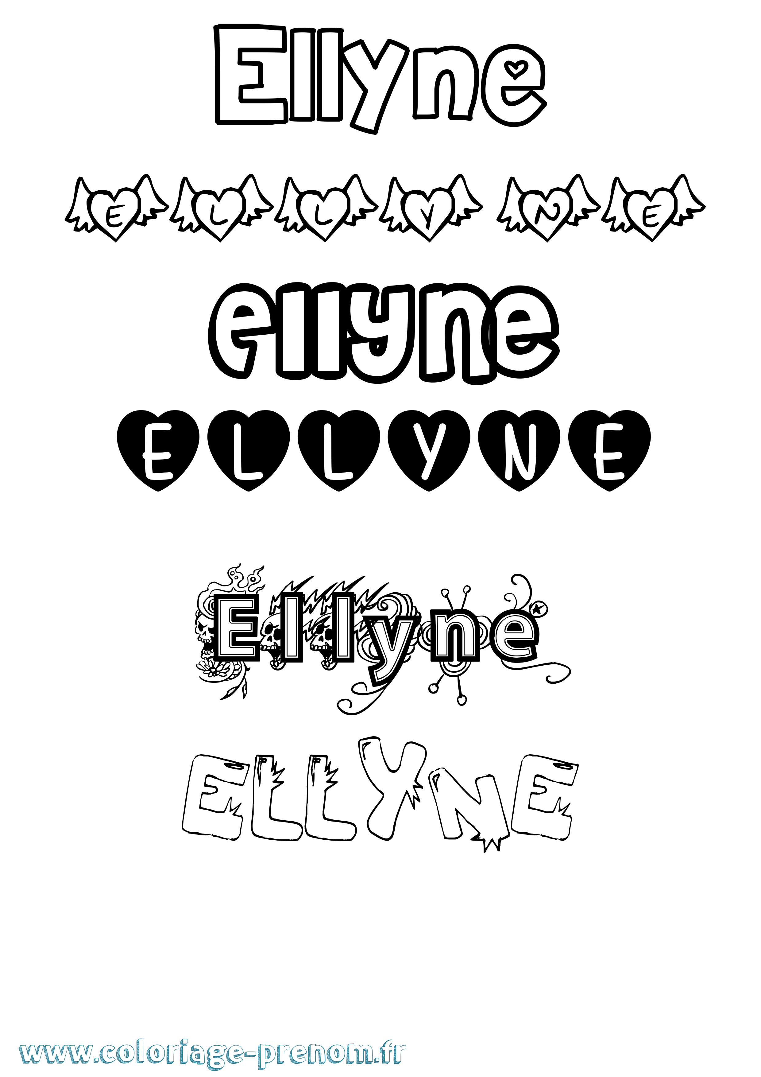 Coloriage Ellyne Girly Coloriage prénom Ellyne Girly