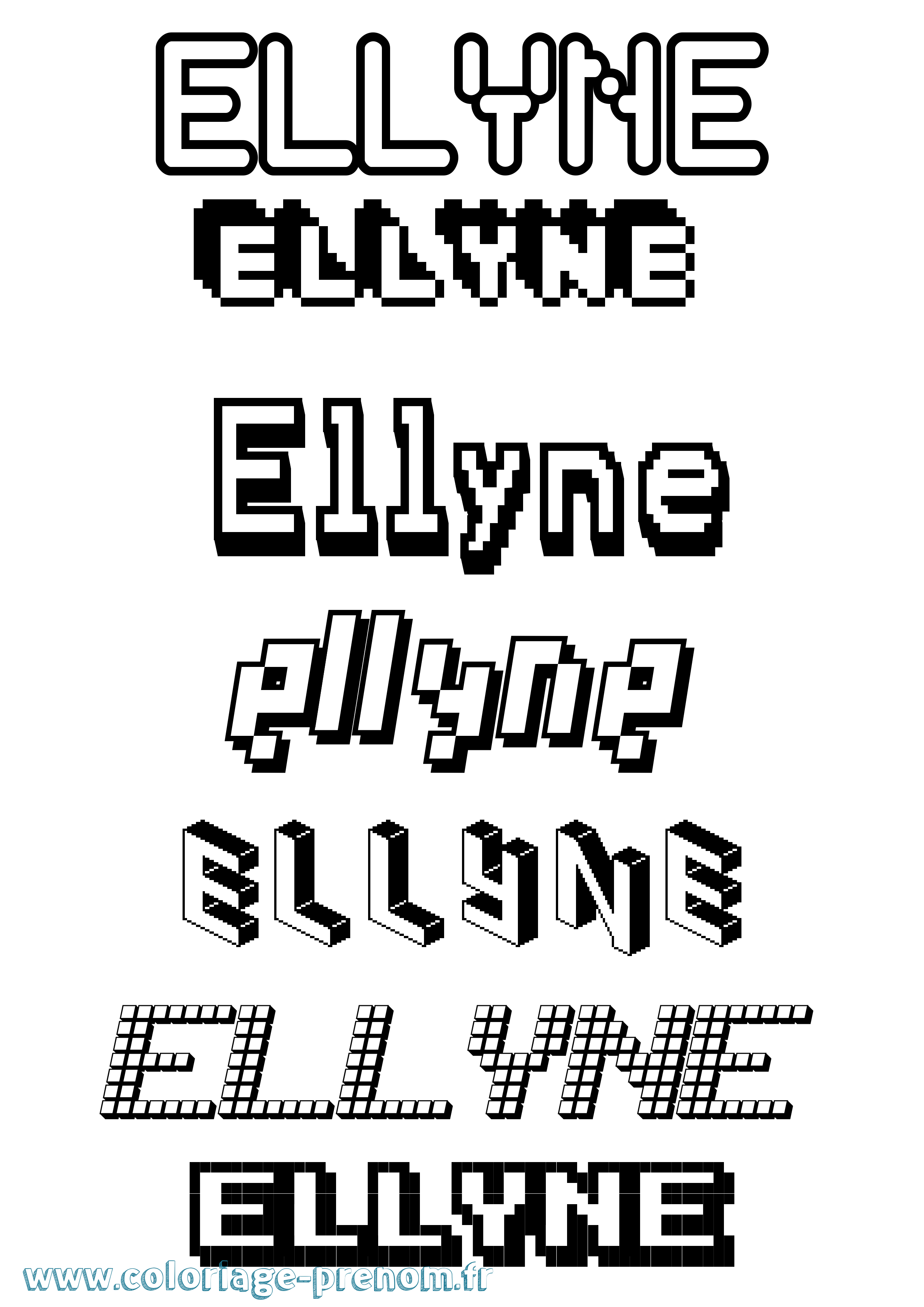 Coloriage Ellyne Pixel Coloriage prénom Ellyne Pixel
