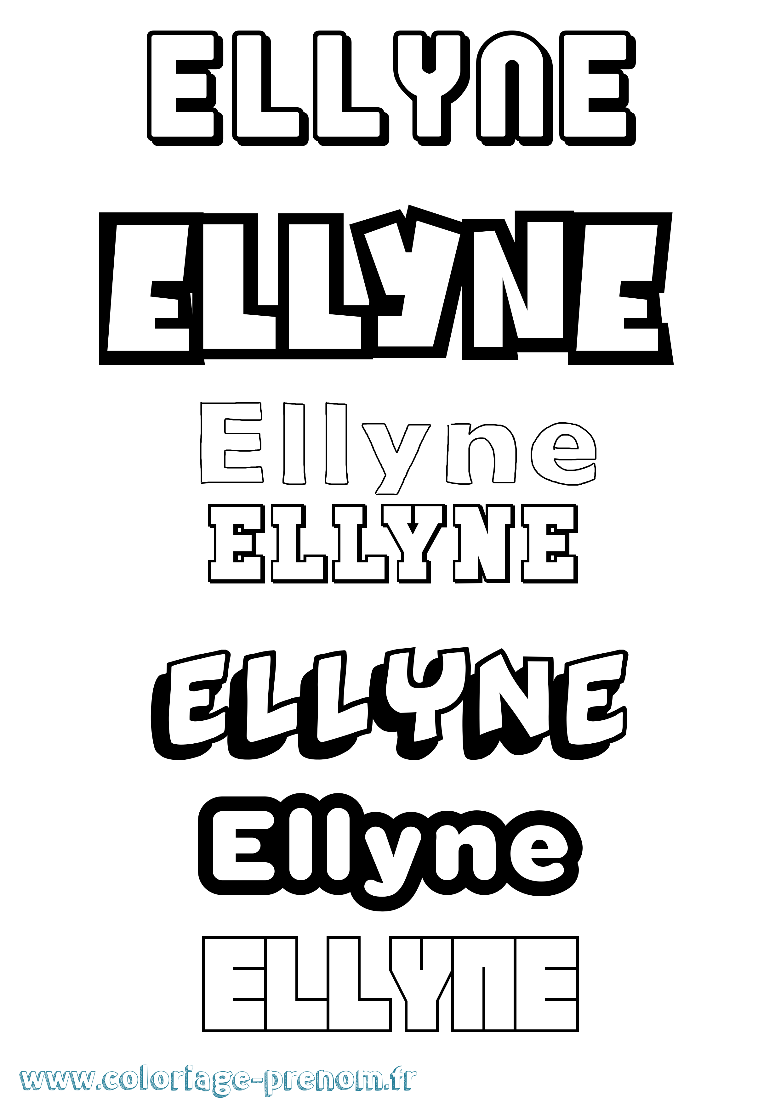Coloriage Ellyne Simple Coloriage prénom Ellyne Simple