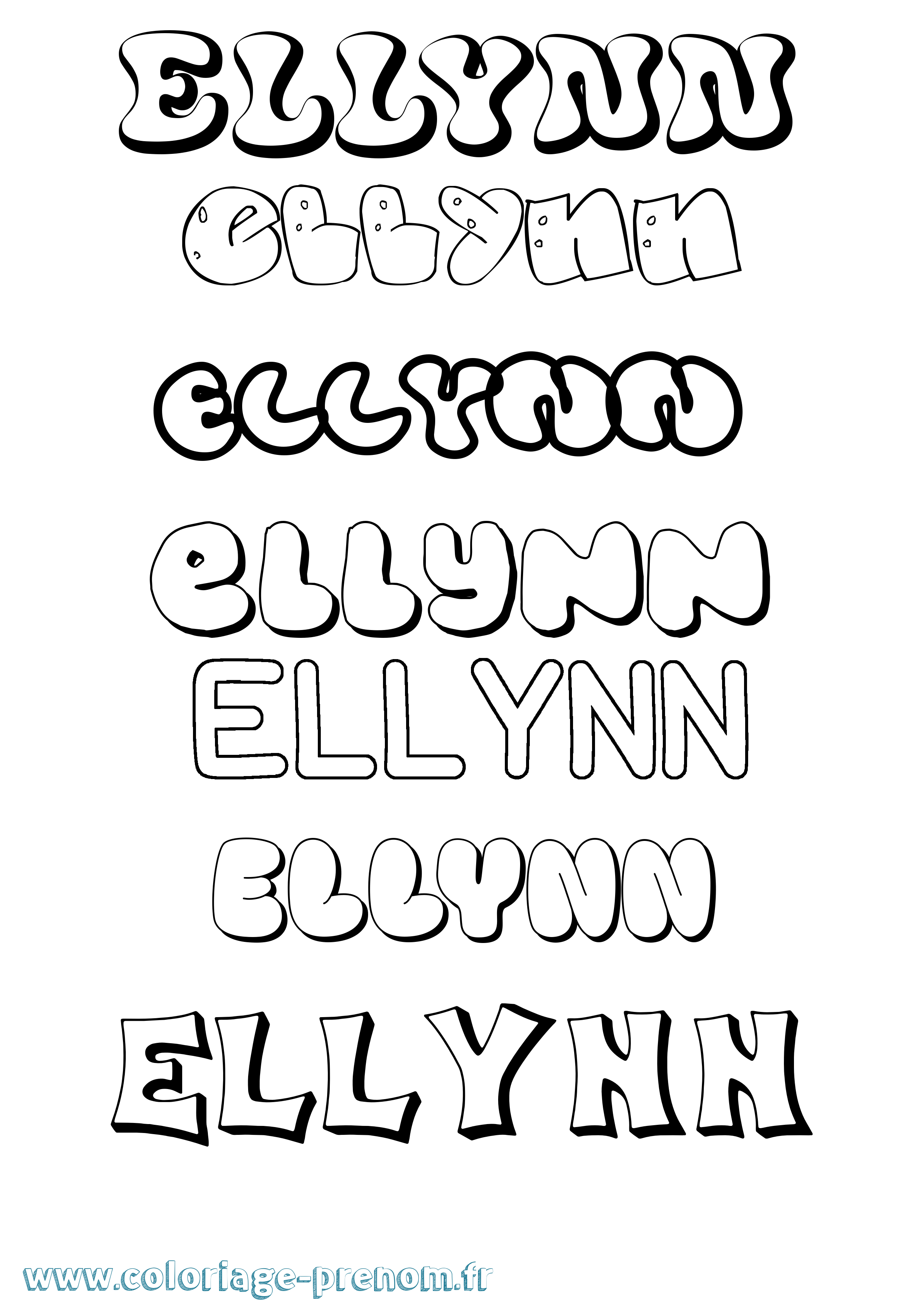 Coloriage Ellynn Bubble Coloriage prénom Ellynn Bubble