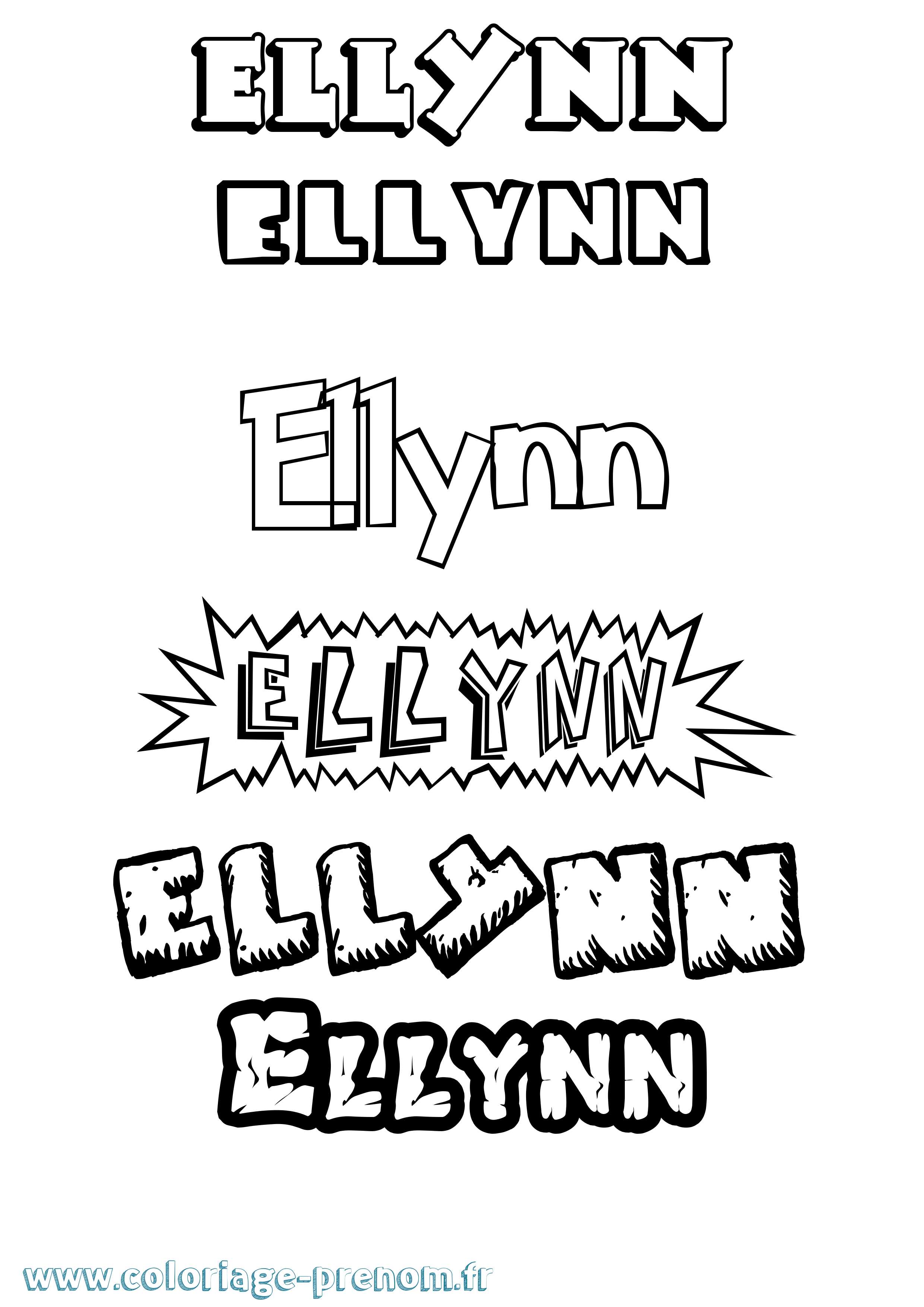 Coloriage Ellynn Dessin Animé Coloriage prénom Ellynn Dessin Animé