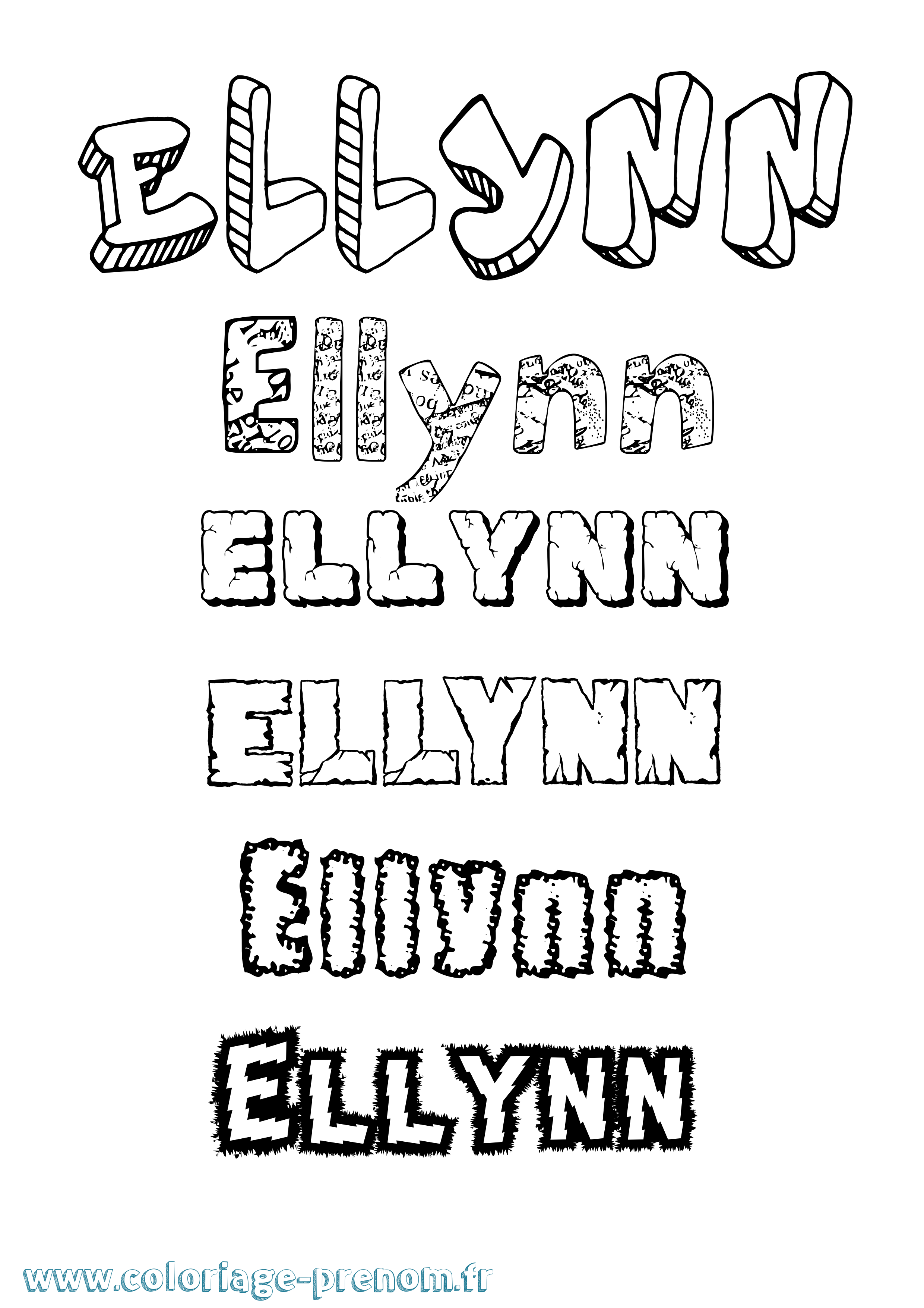 Coloriage Ellynn Destructuré Coloriage prénom Ellynn Destructuré