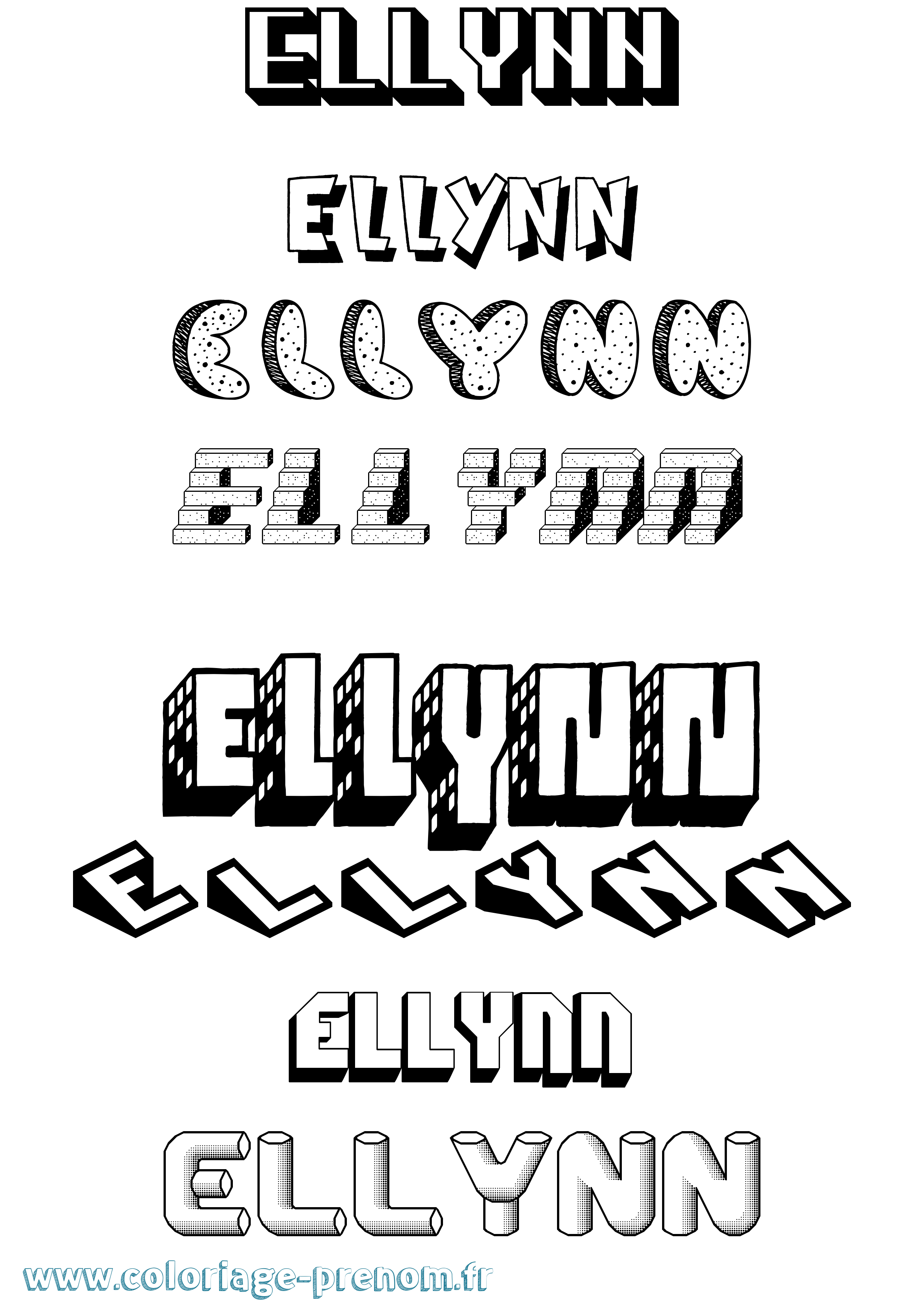 Coloriage Ellynn Effet 3D Coloriage prénom Ellynn Effet 3D