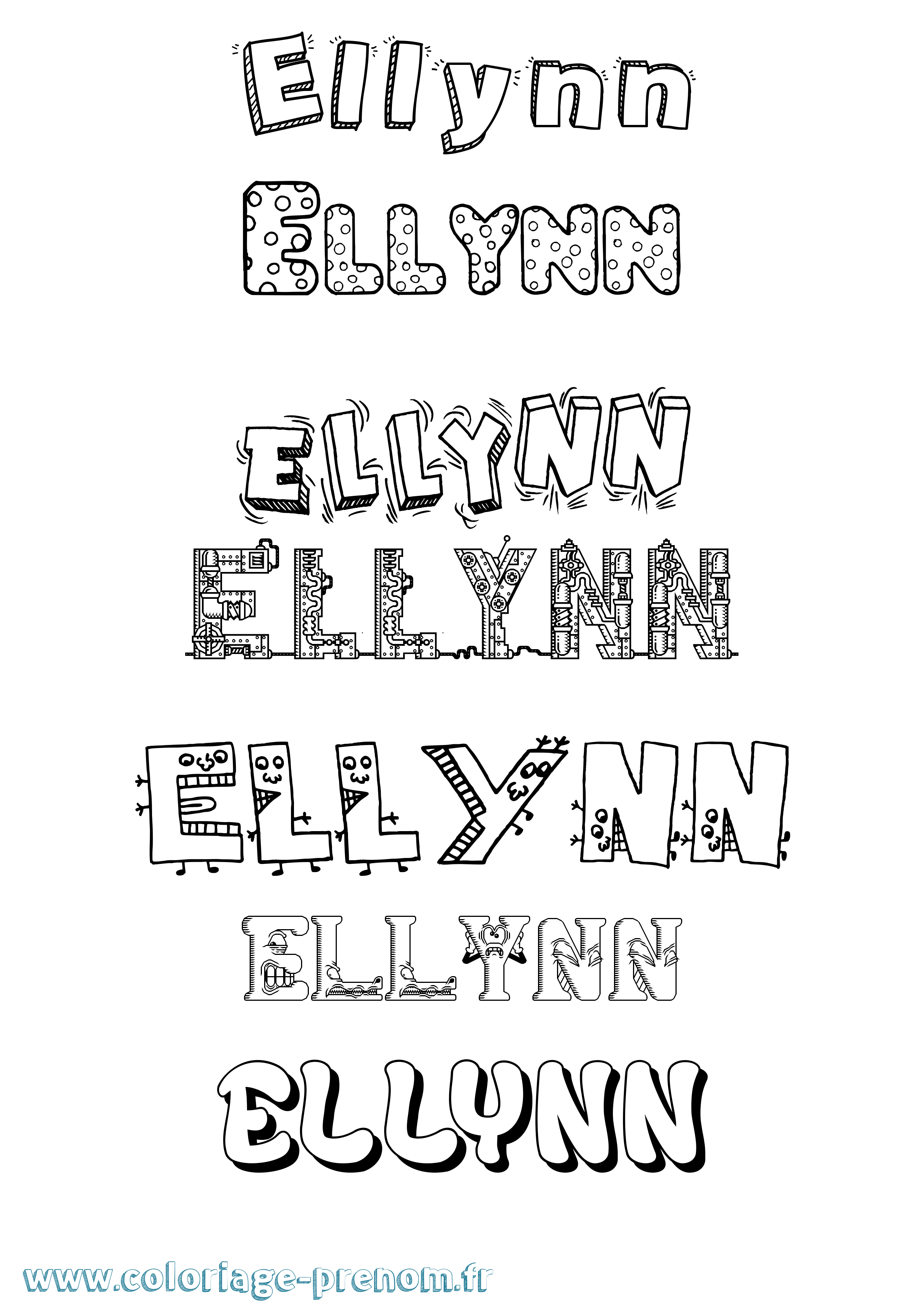 Coloriage Ellynn Fun Coloriage prénom Ellynn Fun