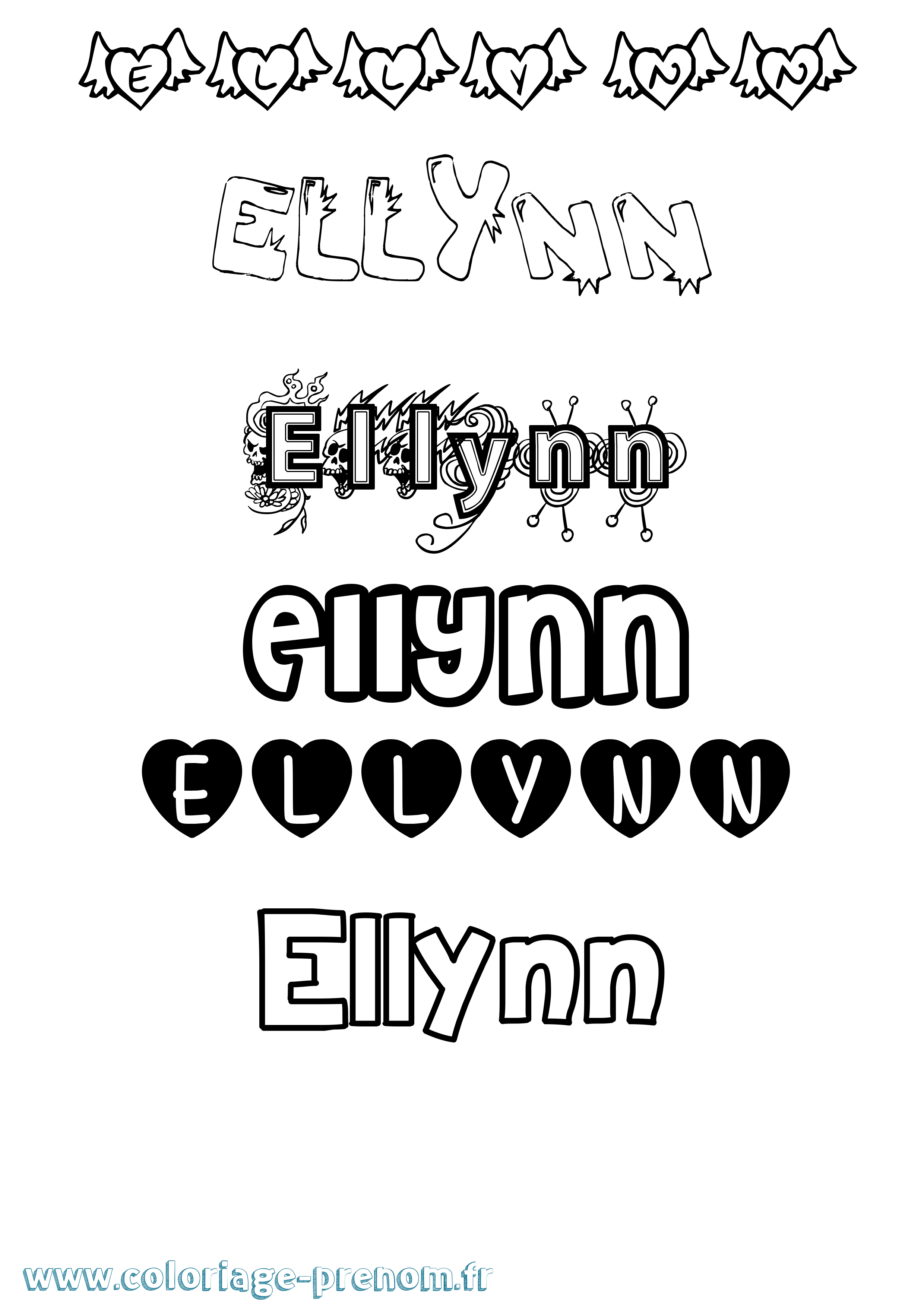 Coloriage Ellynn Girly Coloriage prénom Ellynn Girly