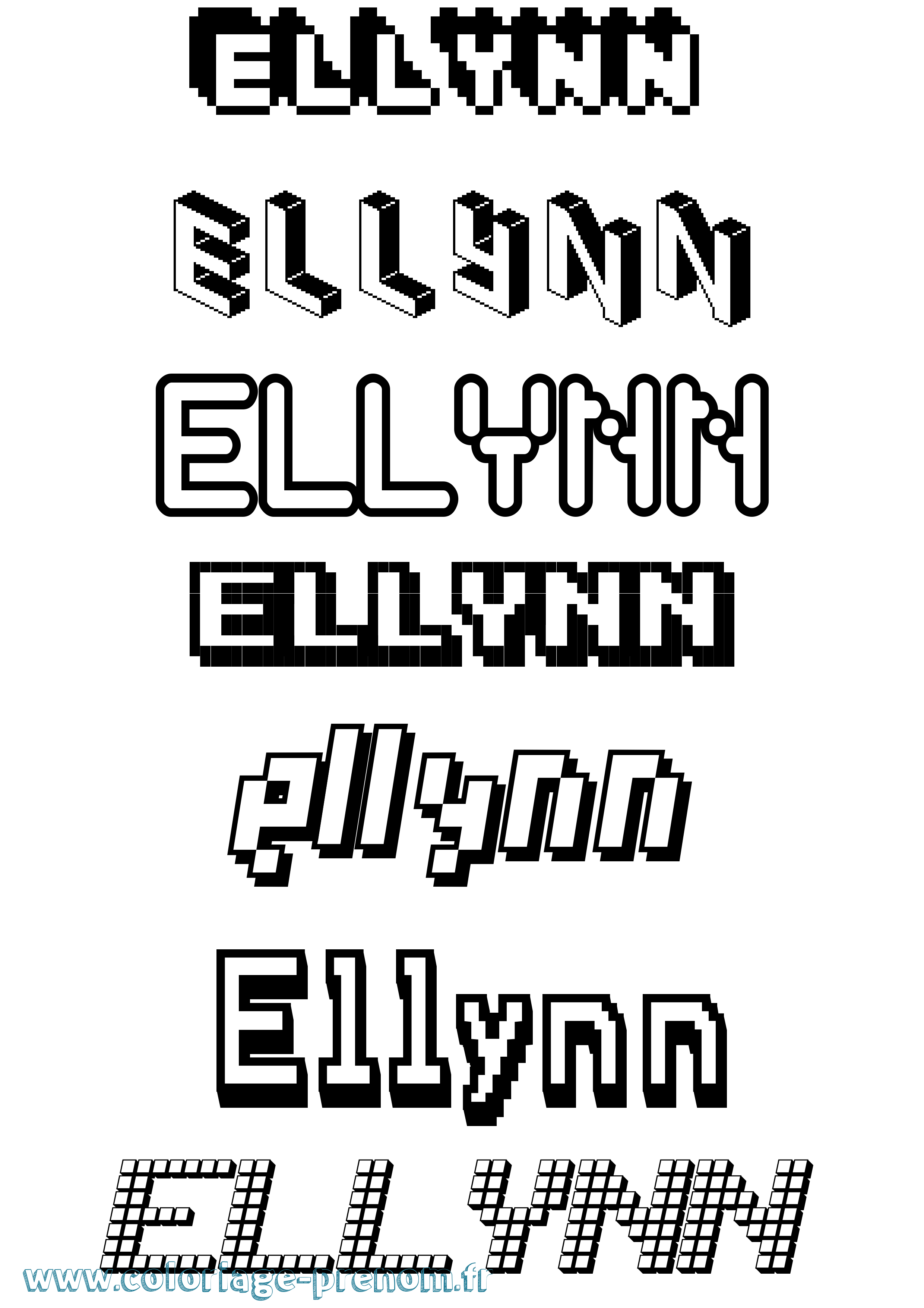 Coloriage Ellynn Pixel Coloriage prénom Ellynn Pixel