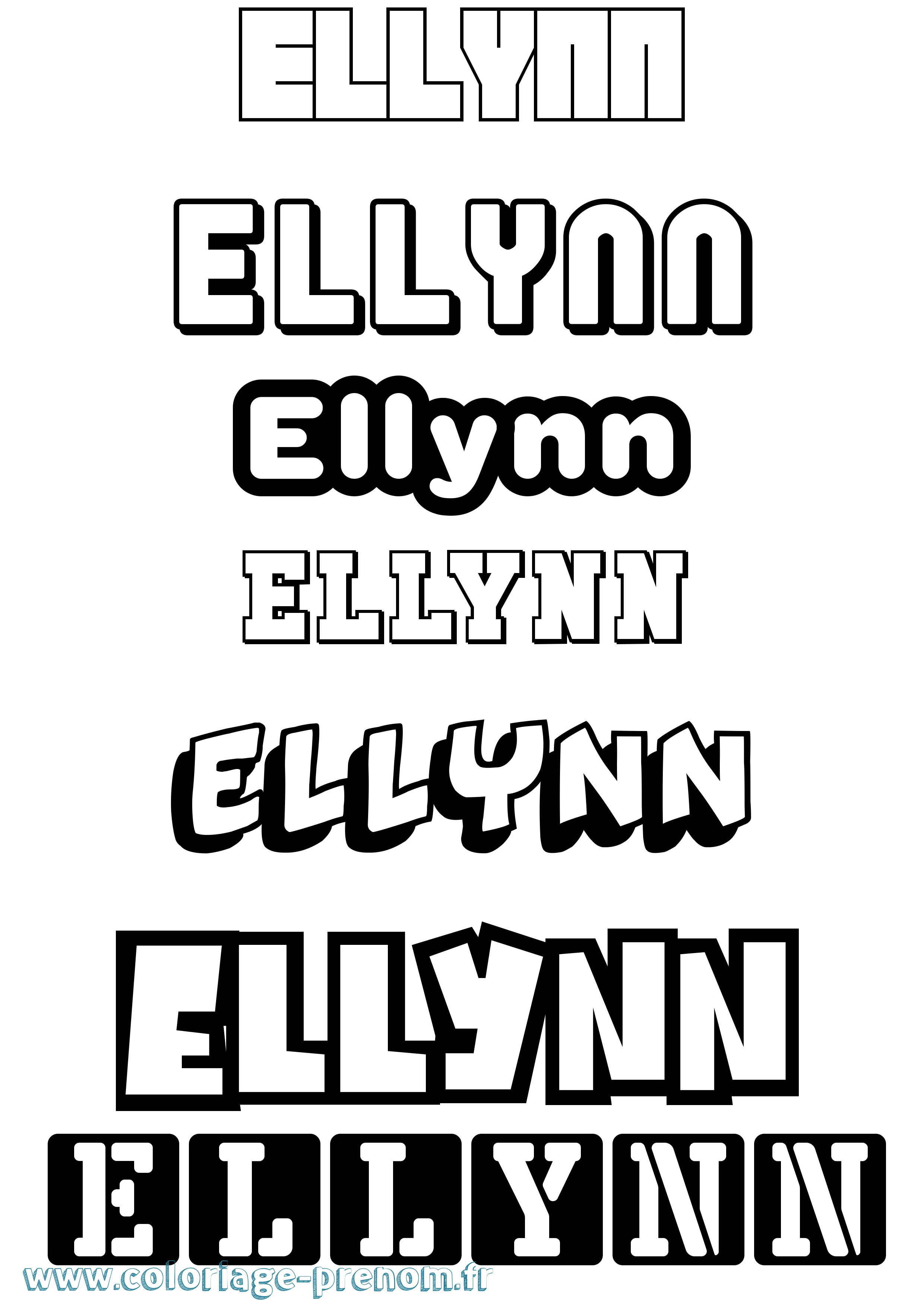Coloriage Ellynn Simple Coloriage prénom Ellynn Simple