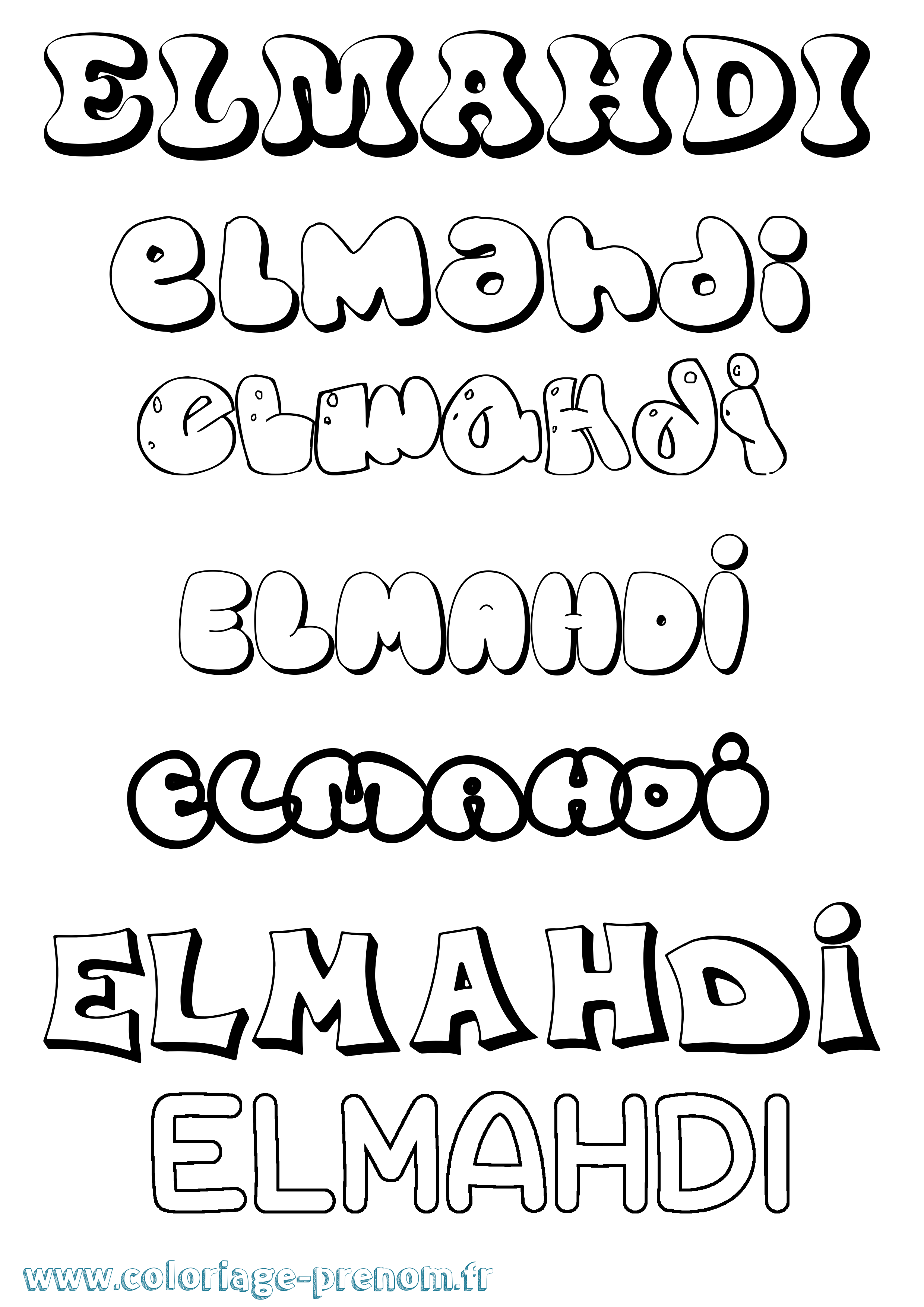 Coloriage Elmahdi Bubble Coloriage prénom Elmahdi Bubble