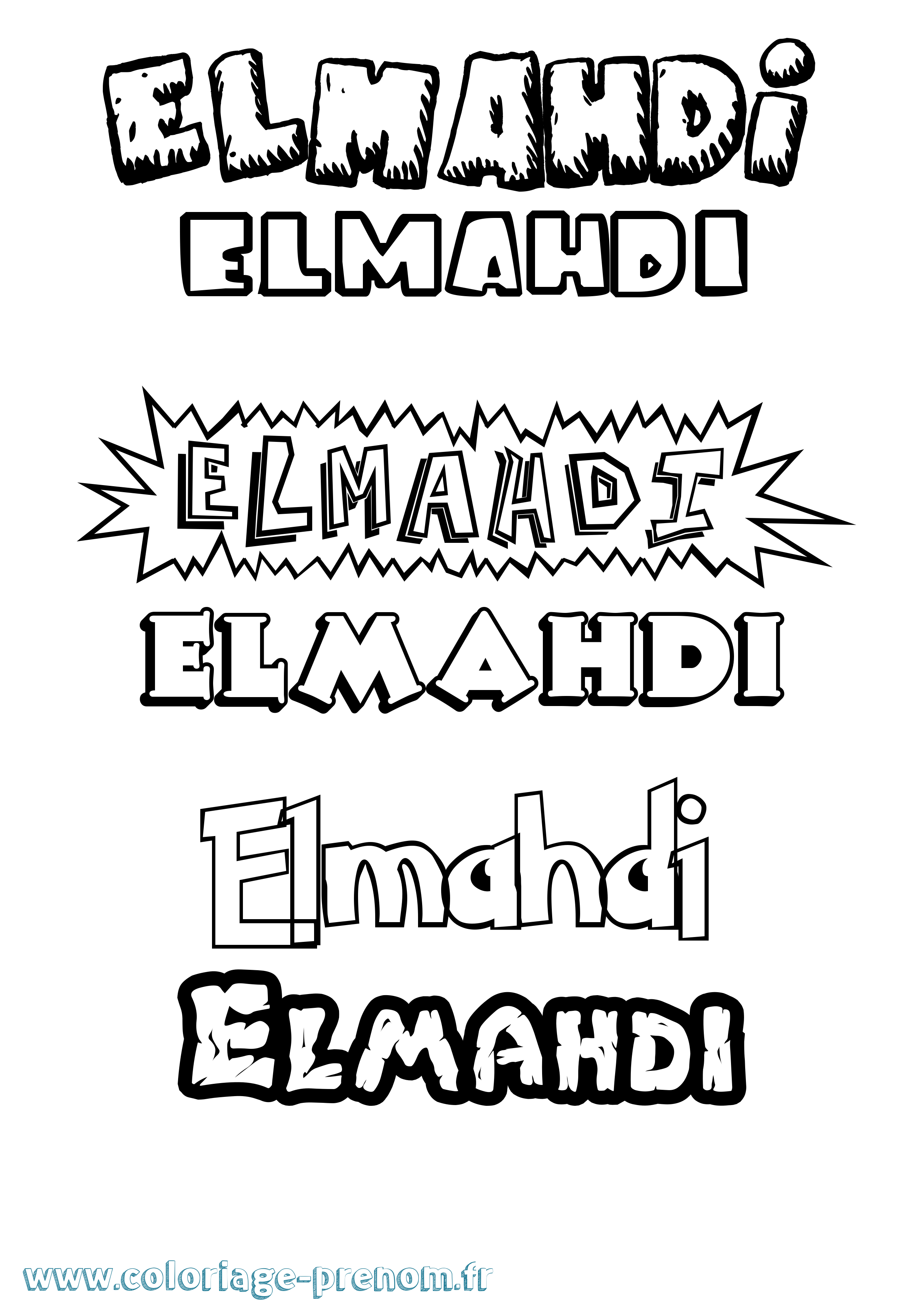 Coloriage Elmahdi Dessin Animé Coloriage prénom Elmahdi Dessin Animé