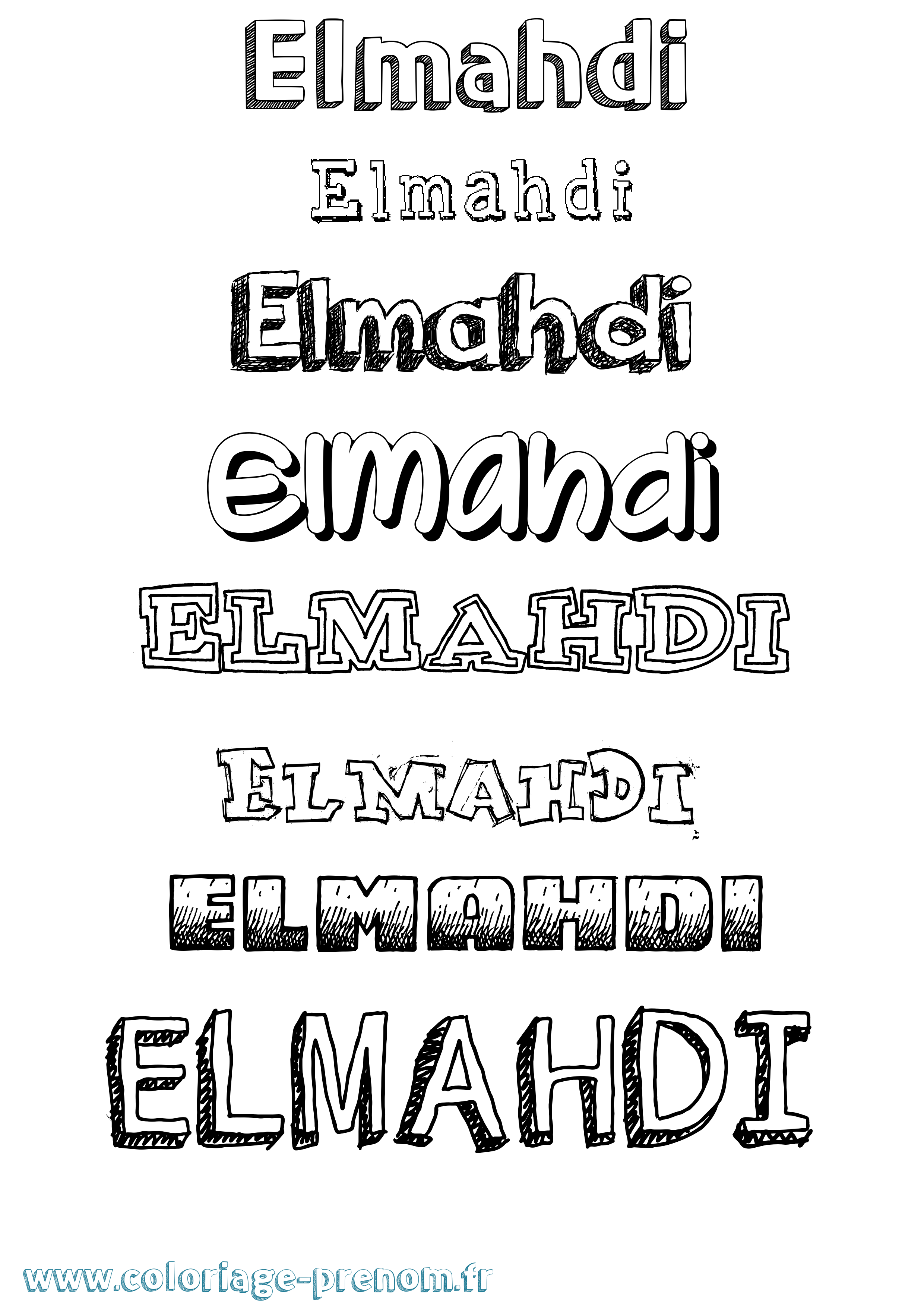 Coloriage Elmahdi Dessiné Coloriage prénom Elmahdi Dessiné