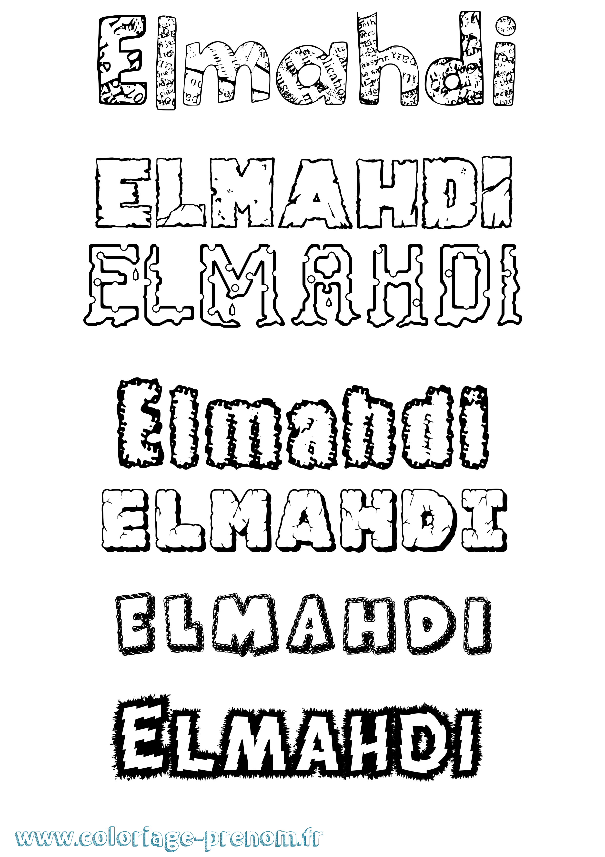 Coloriage Elmahdi Destructuré Coloriage prénom Elmahdi Destructuré