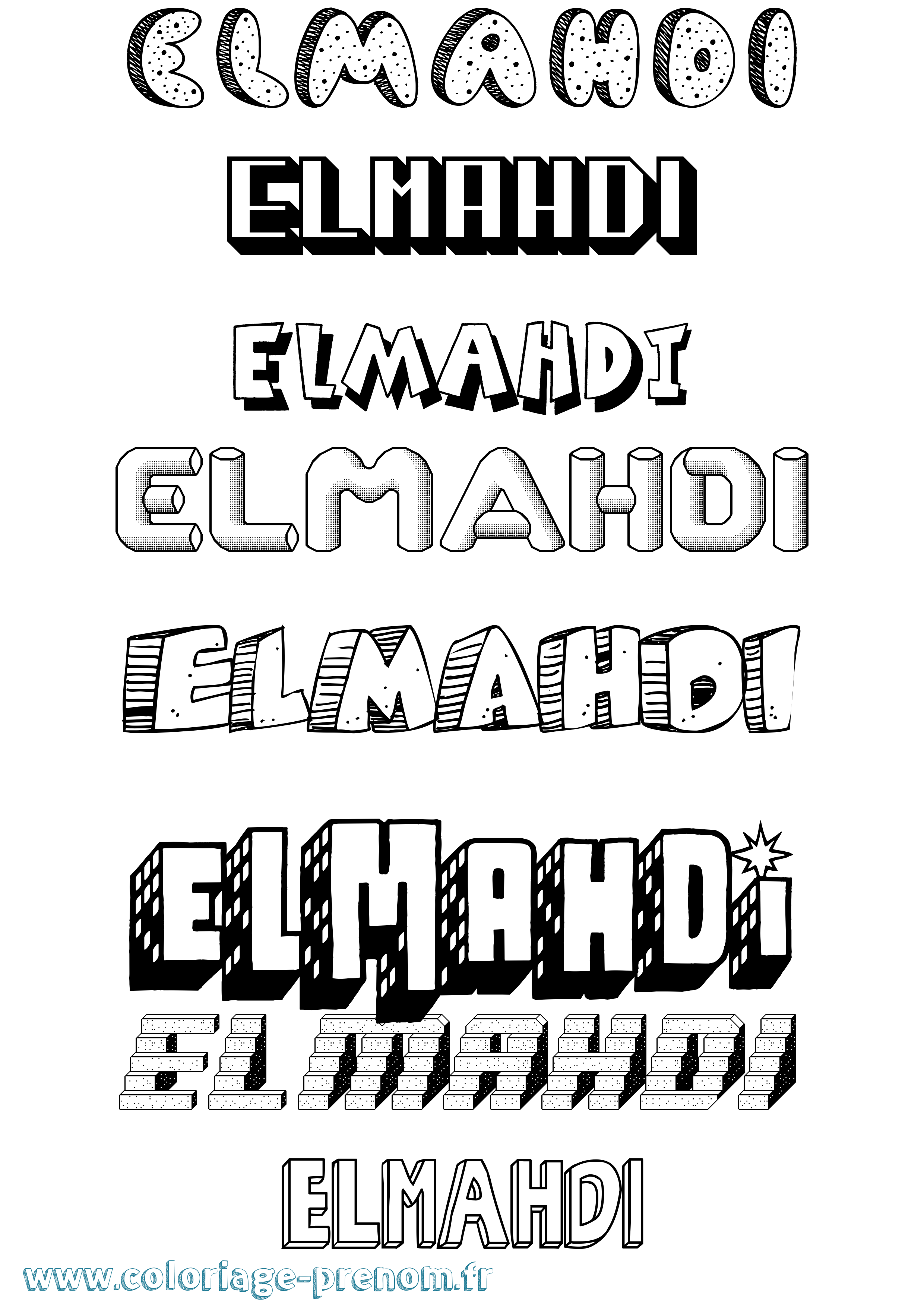 Coloriage Elmahdi Effet 3D Coloriage prénom Elmahdi Effet 3D