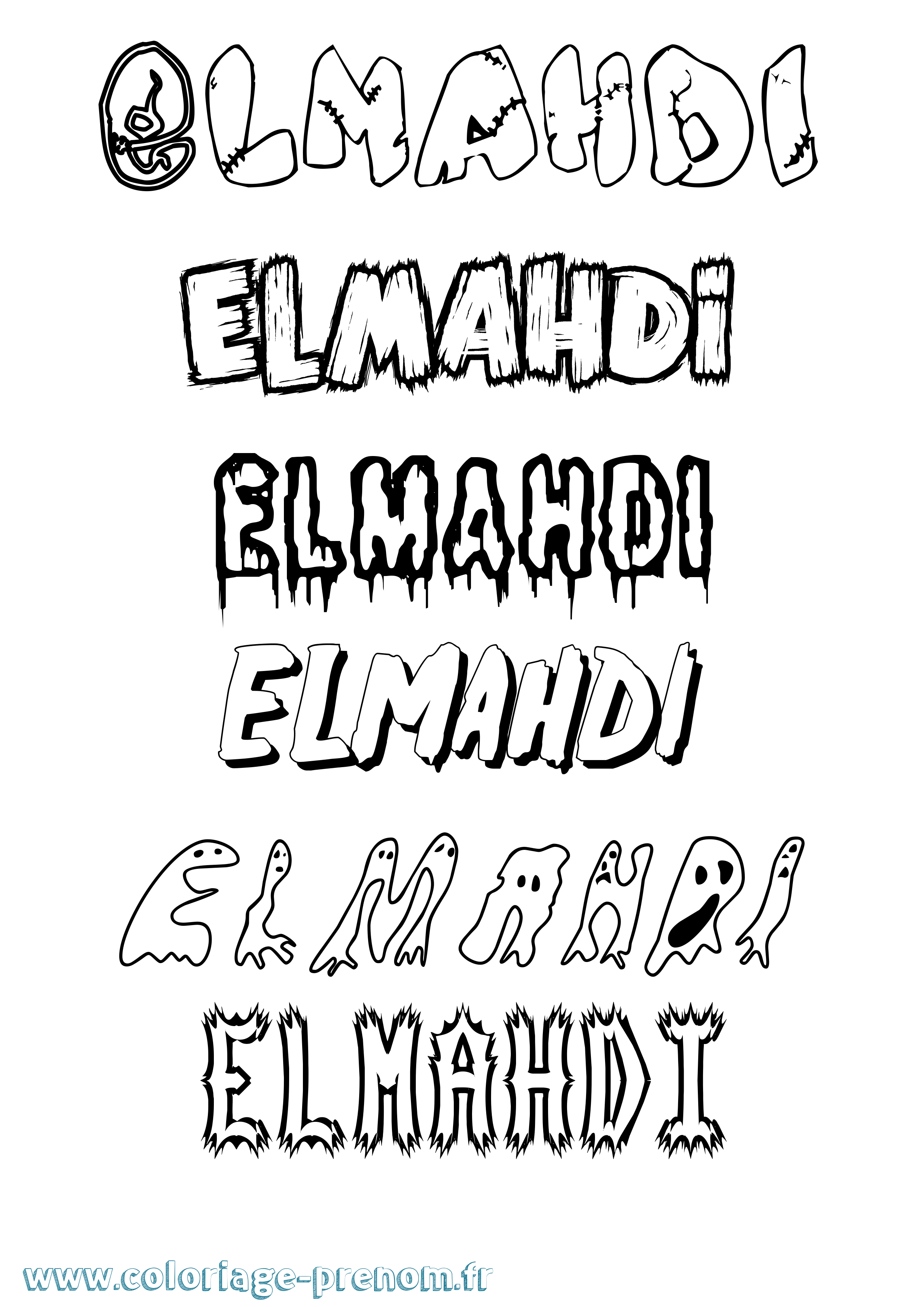 Coloriage Elmahdi Frisson Coloriage prénom Elmahdi Frisson