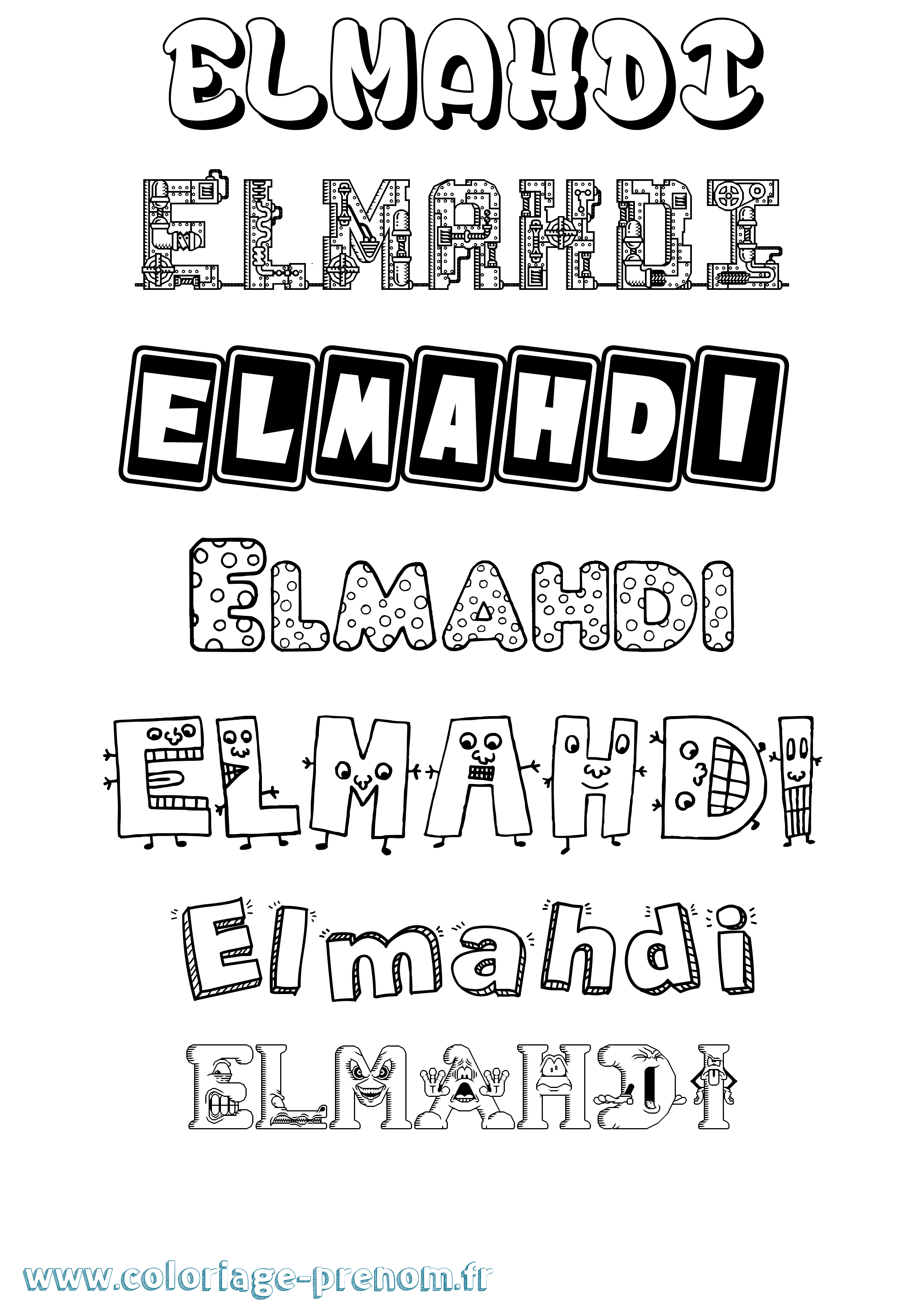 Coloriage Elmahdi Fun Coloriage prénom Elmahdi Fun