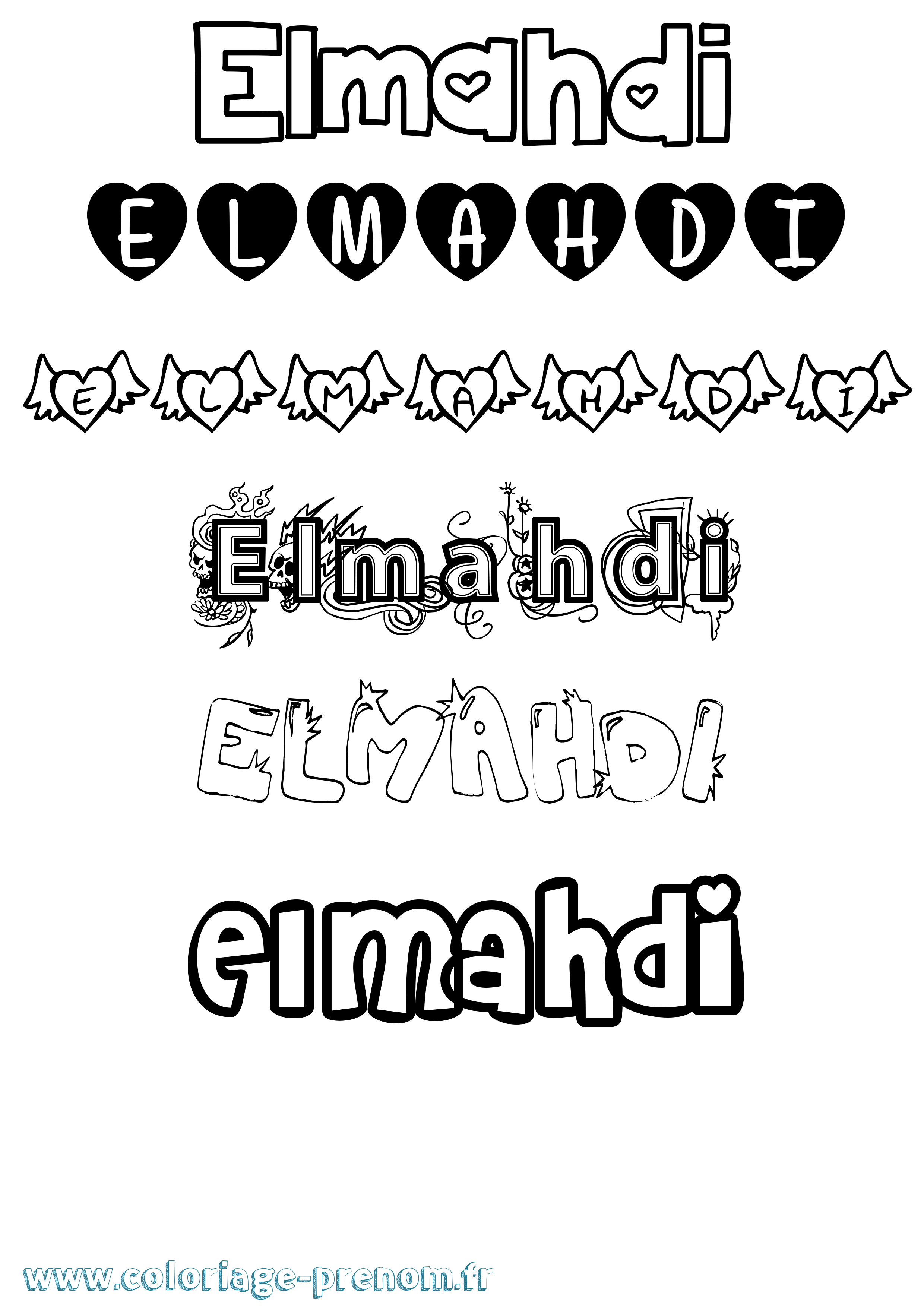 Coloriage Elmahdi Girly Coloriage prénom Elmahdi Girly