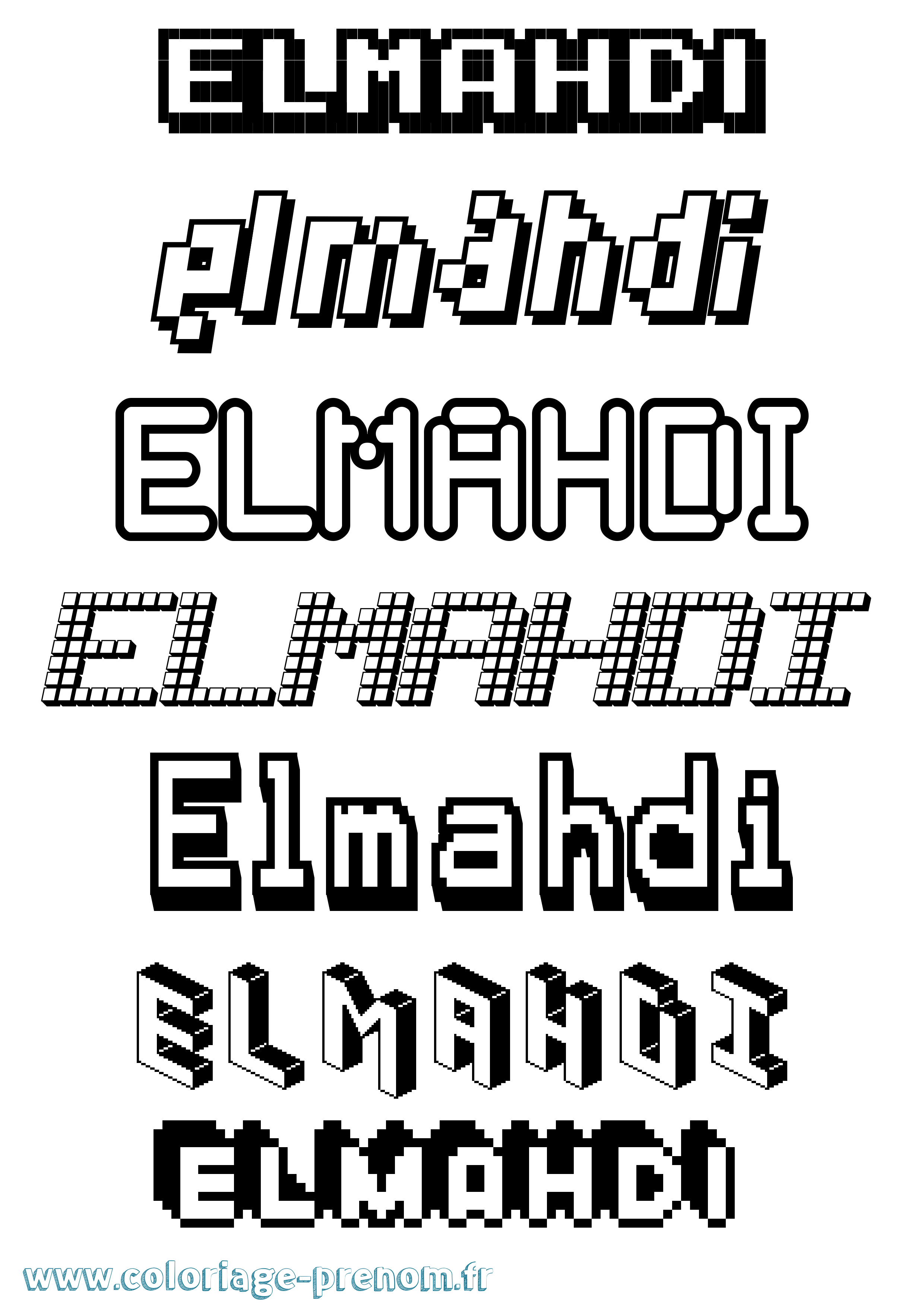 Coloriage Elmahdi Pixel Coloriage prénom Elmahdi Pixel
