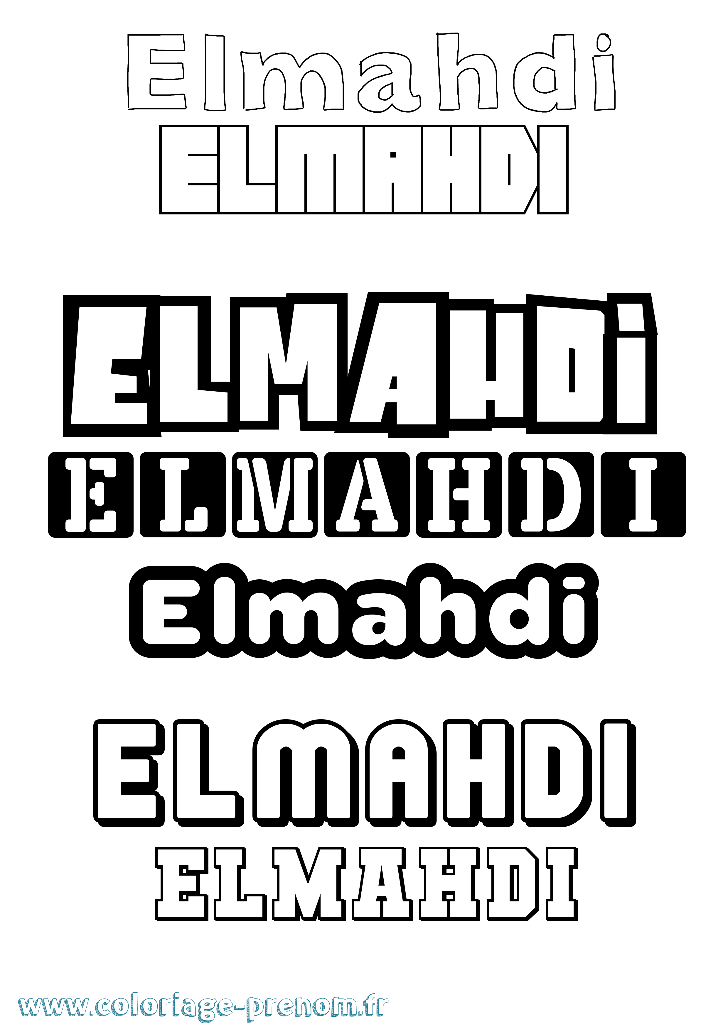 Coloriage Elmahdi Simple Coloriage prénom Elmahdi Simple