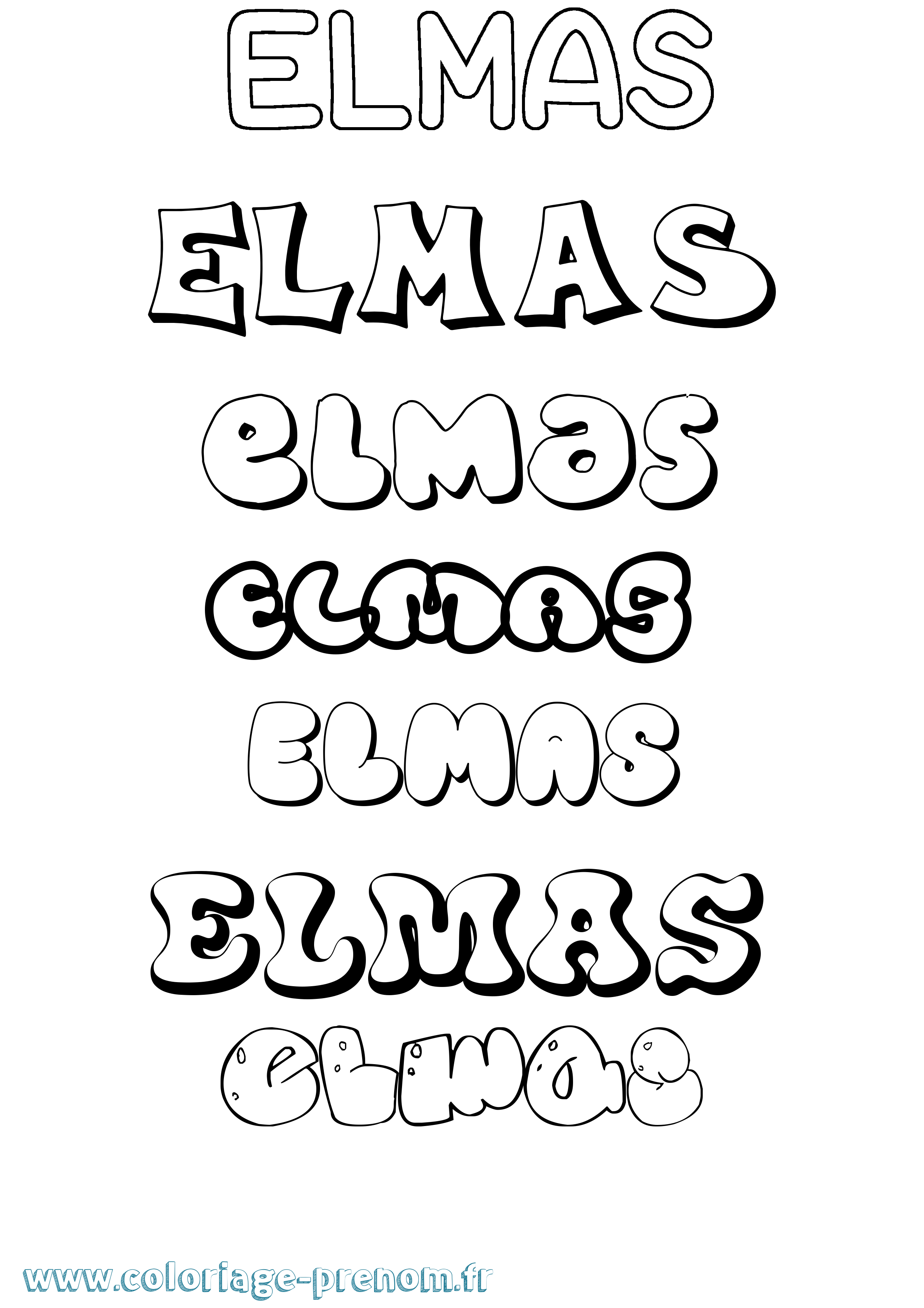 Coloriage Elmas Bubble Coloriage prénom Elmas Bubble