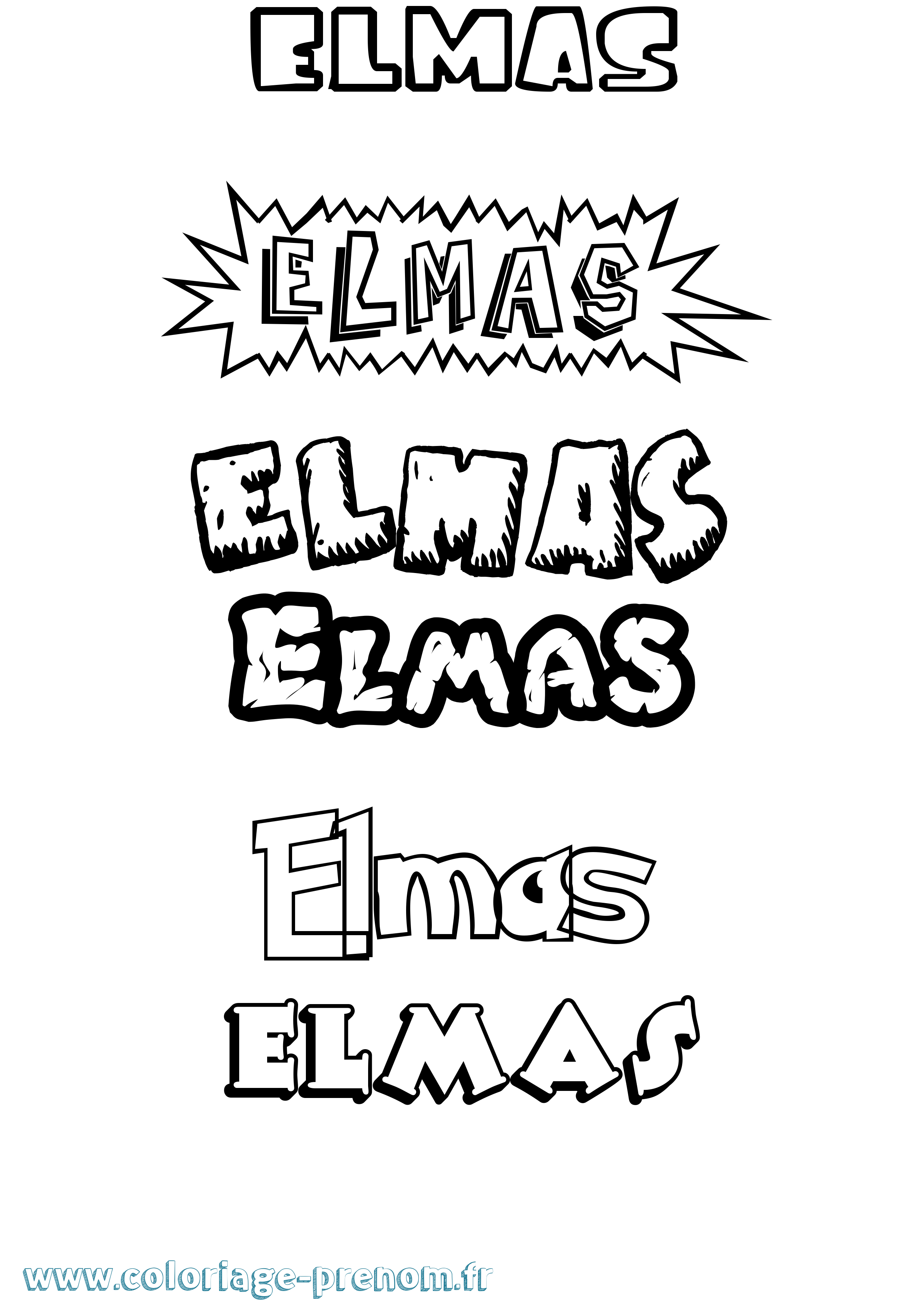 Coloriage Elmas Dessin Animé Coloriage prénom Elmas Dessin Animé