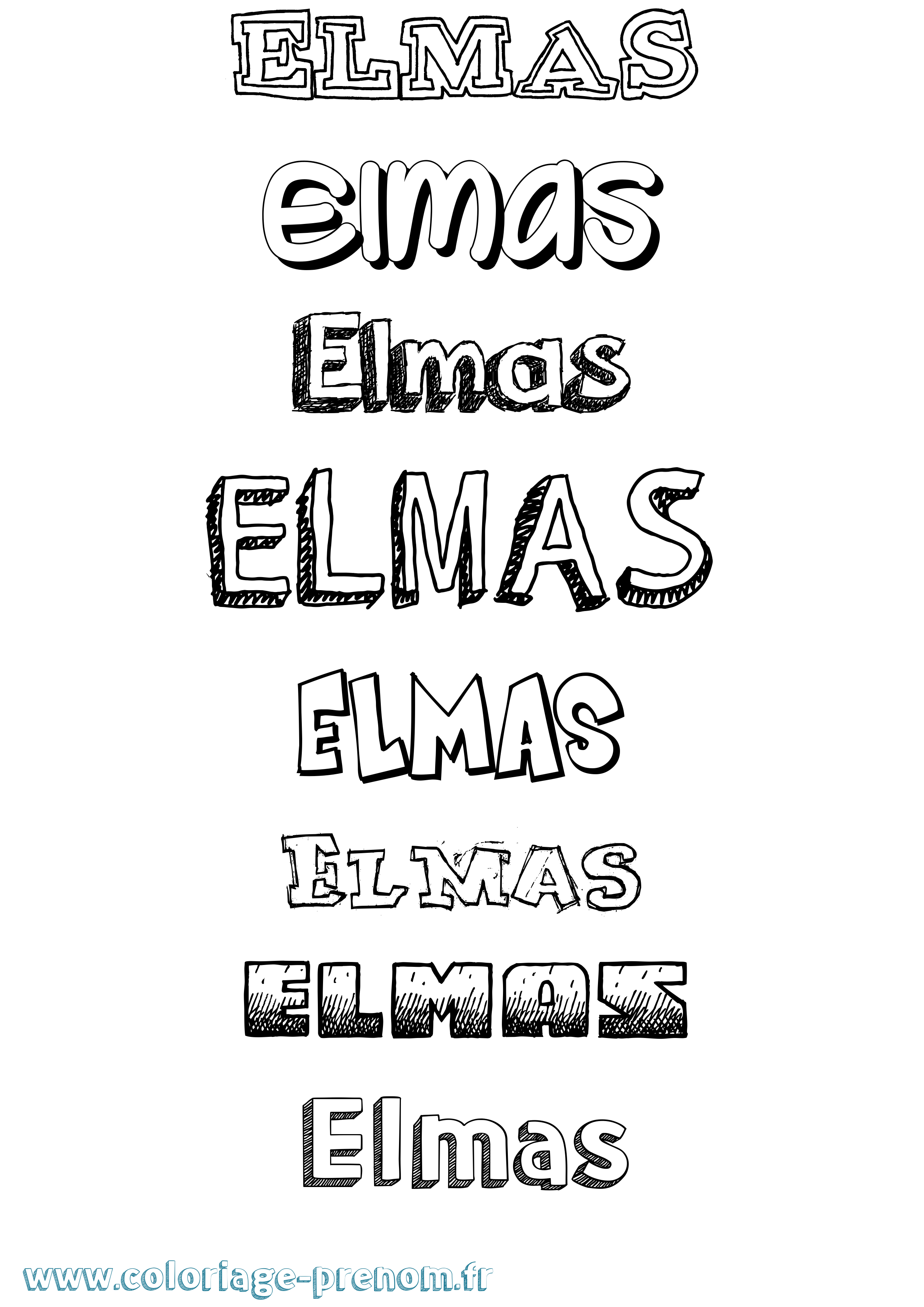 Coloriage Elmas Dessiné Coloriage prénom Elmas Dessiné