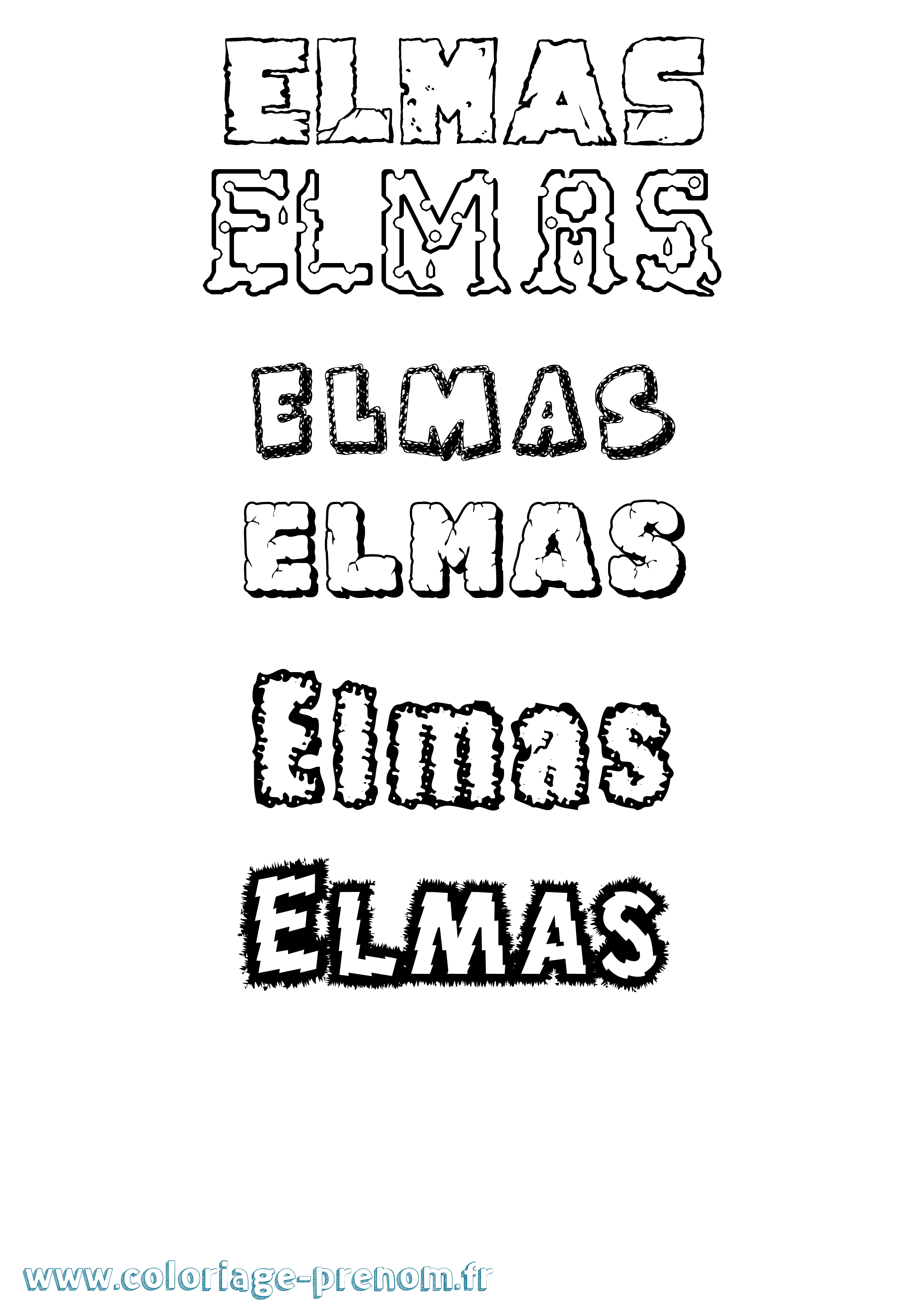 Coloriage Elmas Destructuré Coloriage prénom Elmas Destructuré