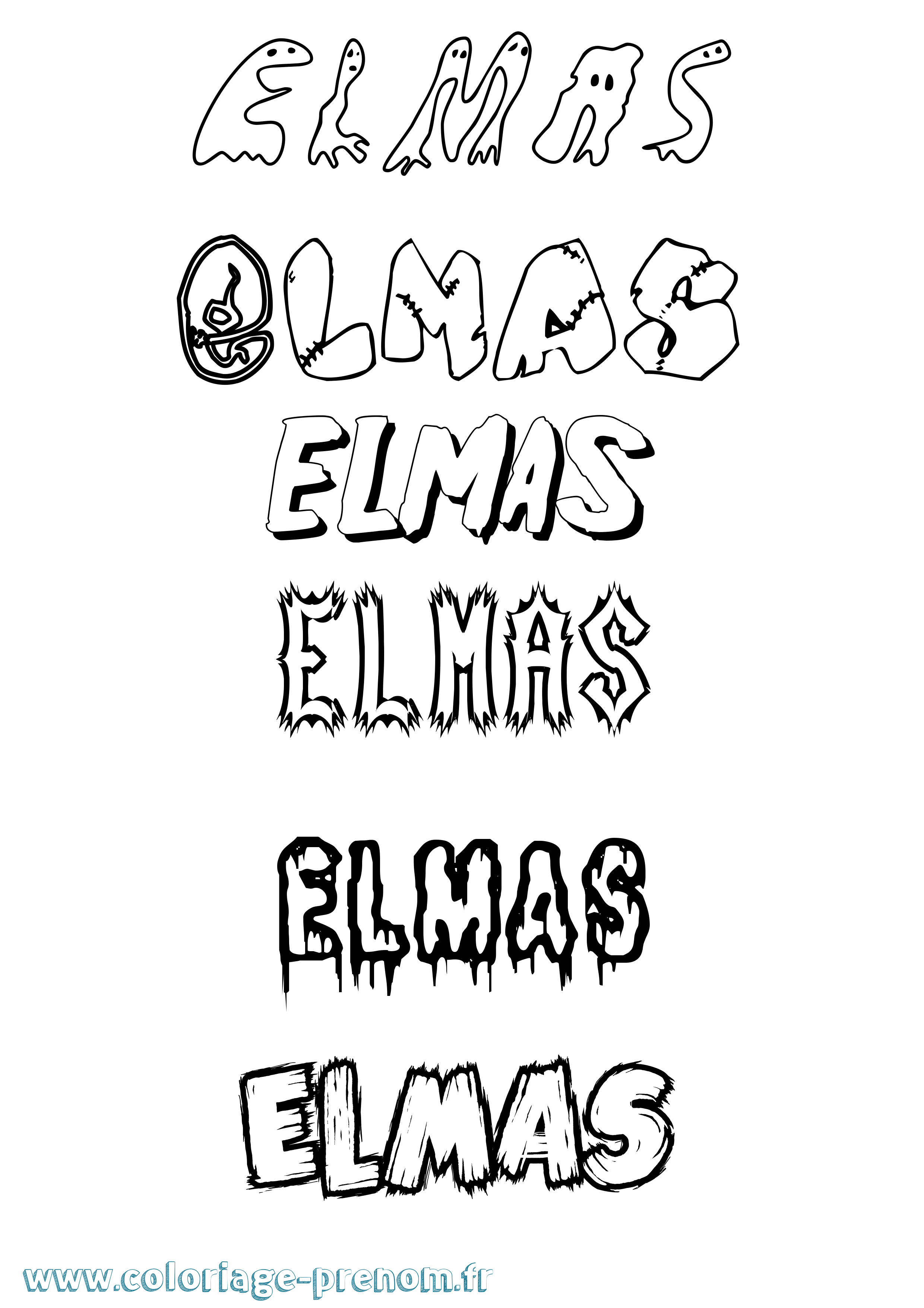 Coloriage Elmas Frisson Coloriage prénom Elmas Frisson