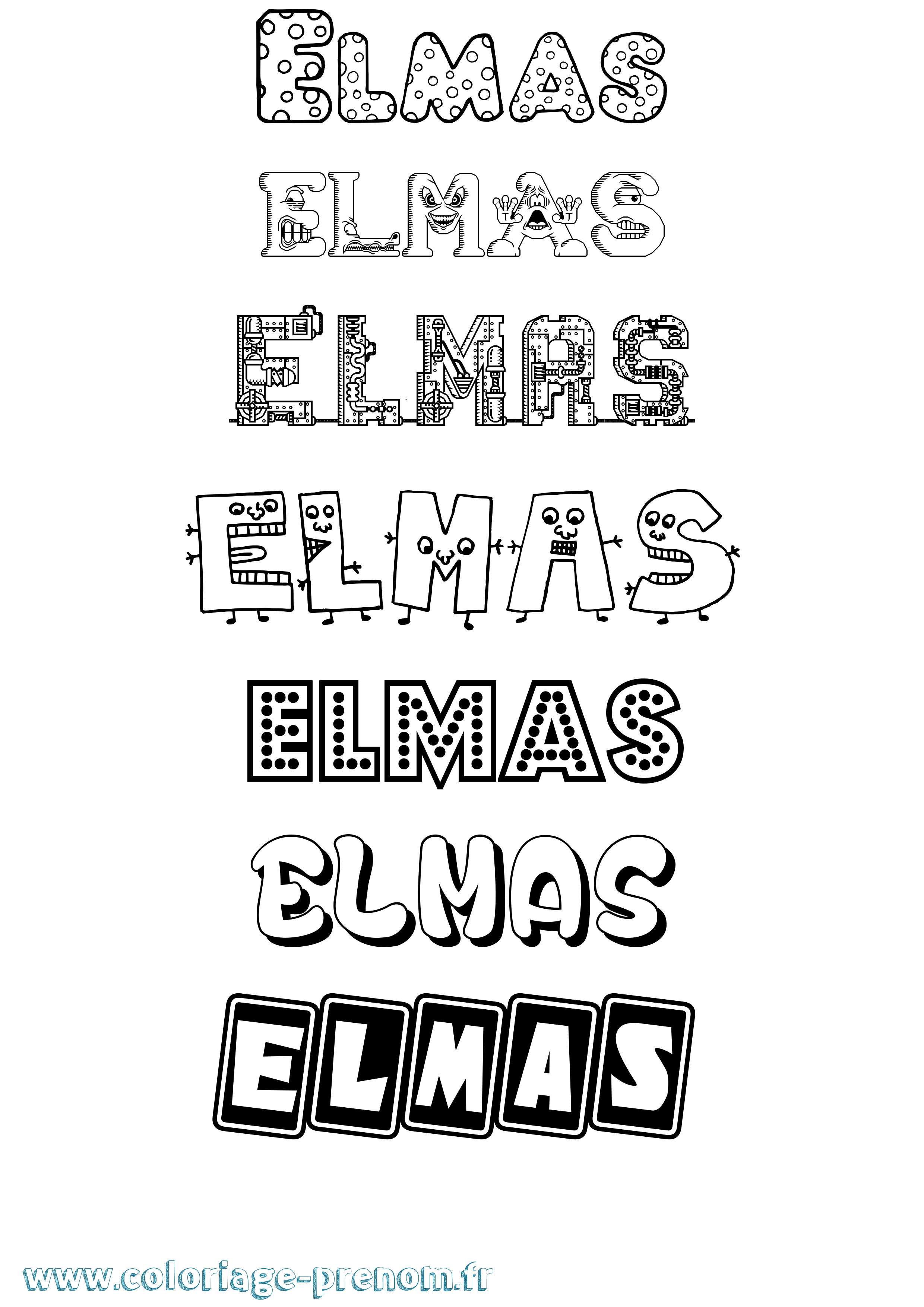 Coloriage Elmas Fun Coloriage prénom Elmas Fun