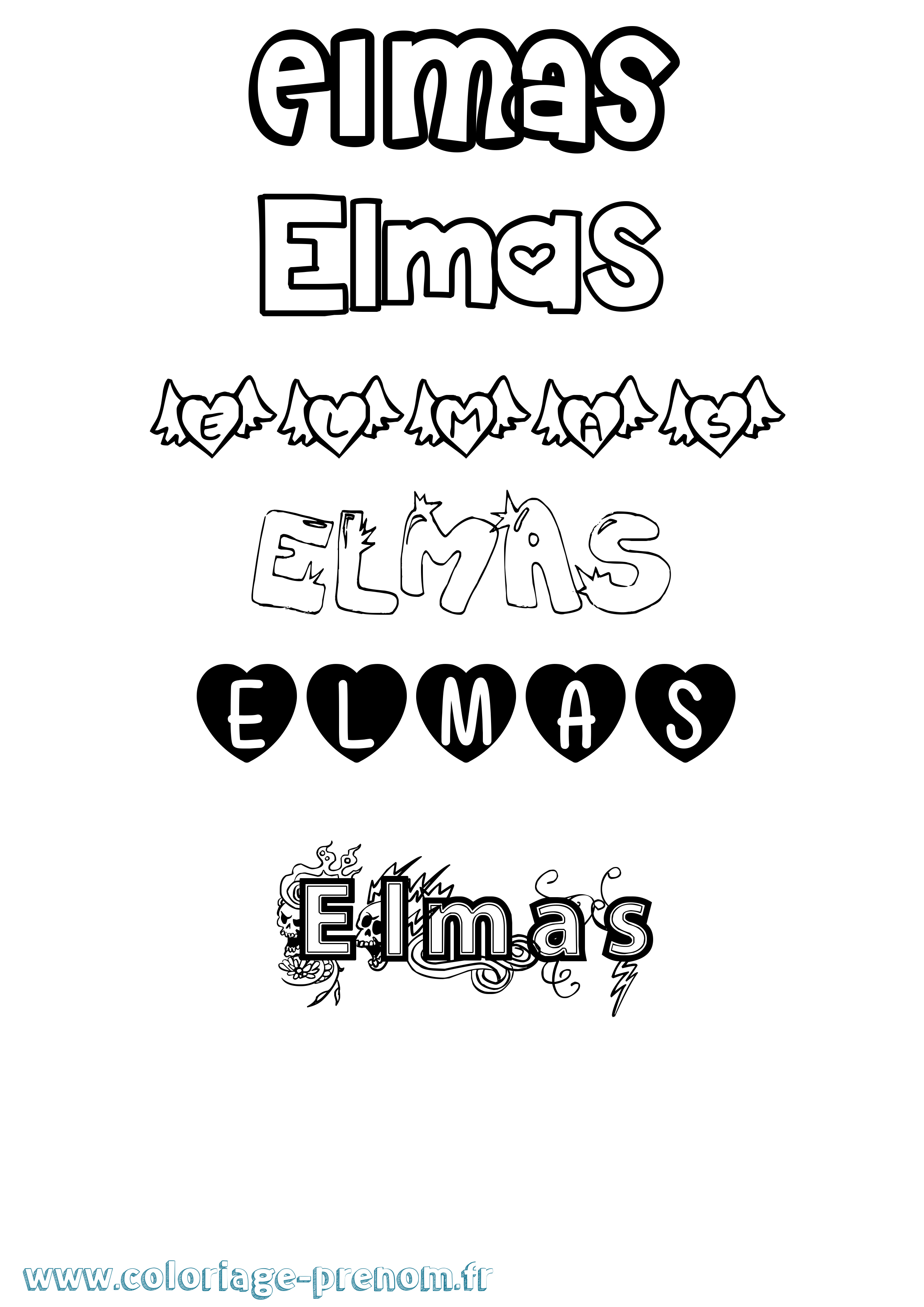 Coloriage Elmas Girly Coloriage prénom Elmas Girly