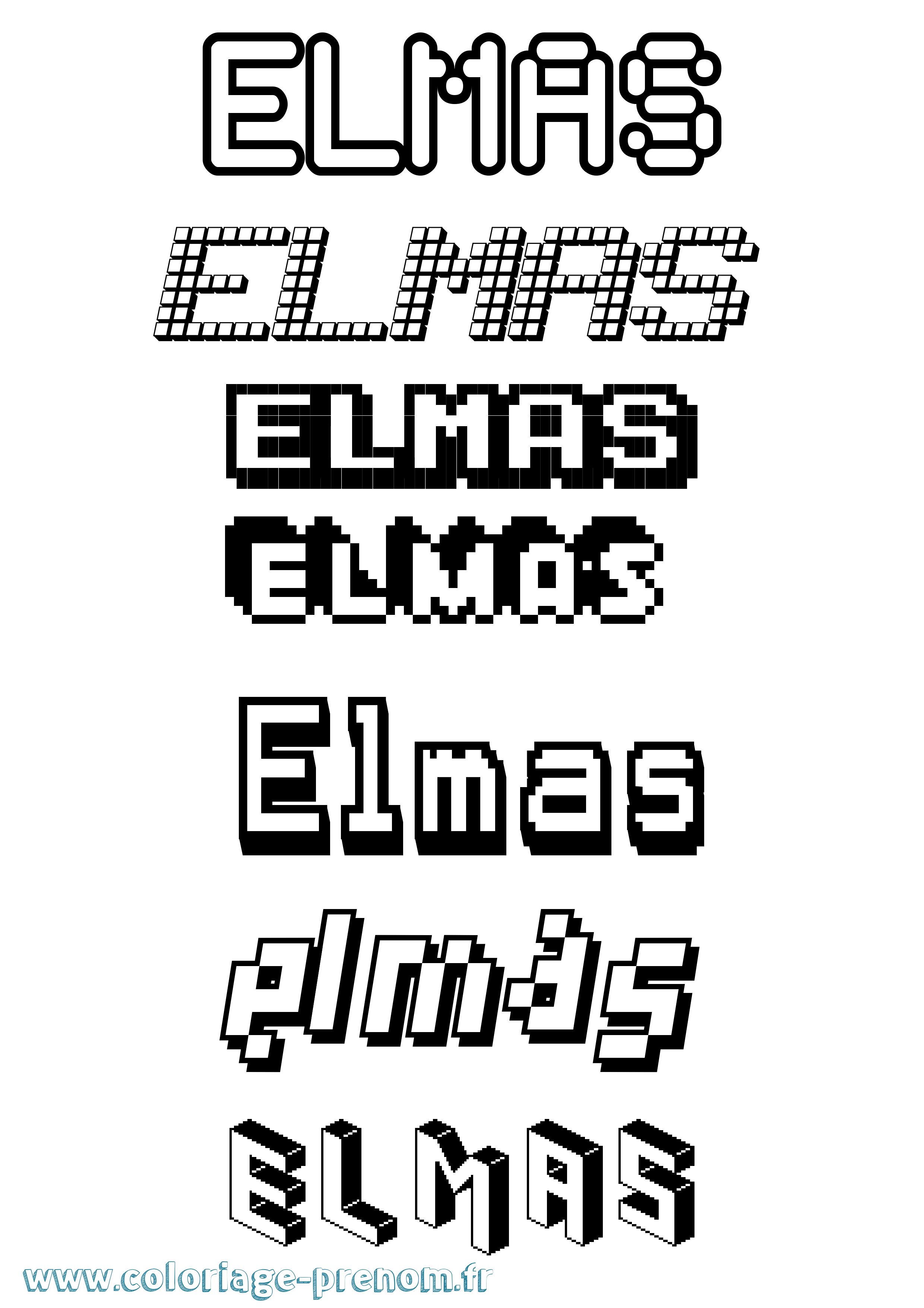 Coloriage Elmas Pixel Coloriage prénom Elmas Pixel