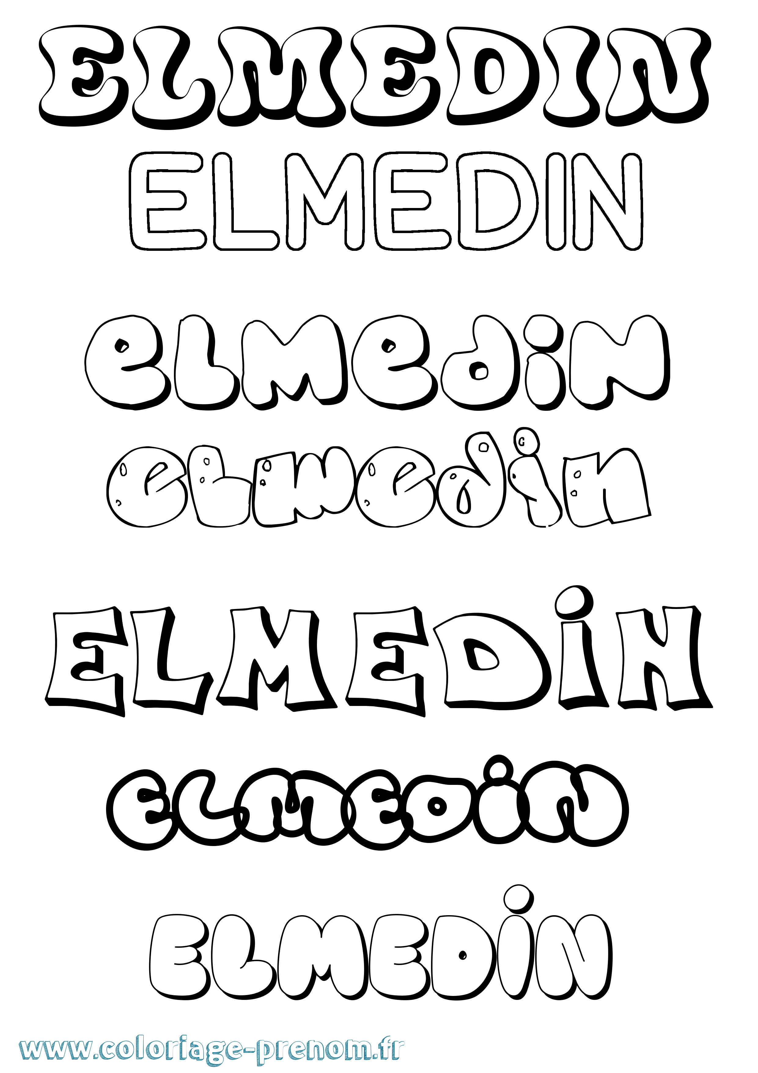 Coloriage Elmedin Bubble Coloriage prénom Elmedin Bubble