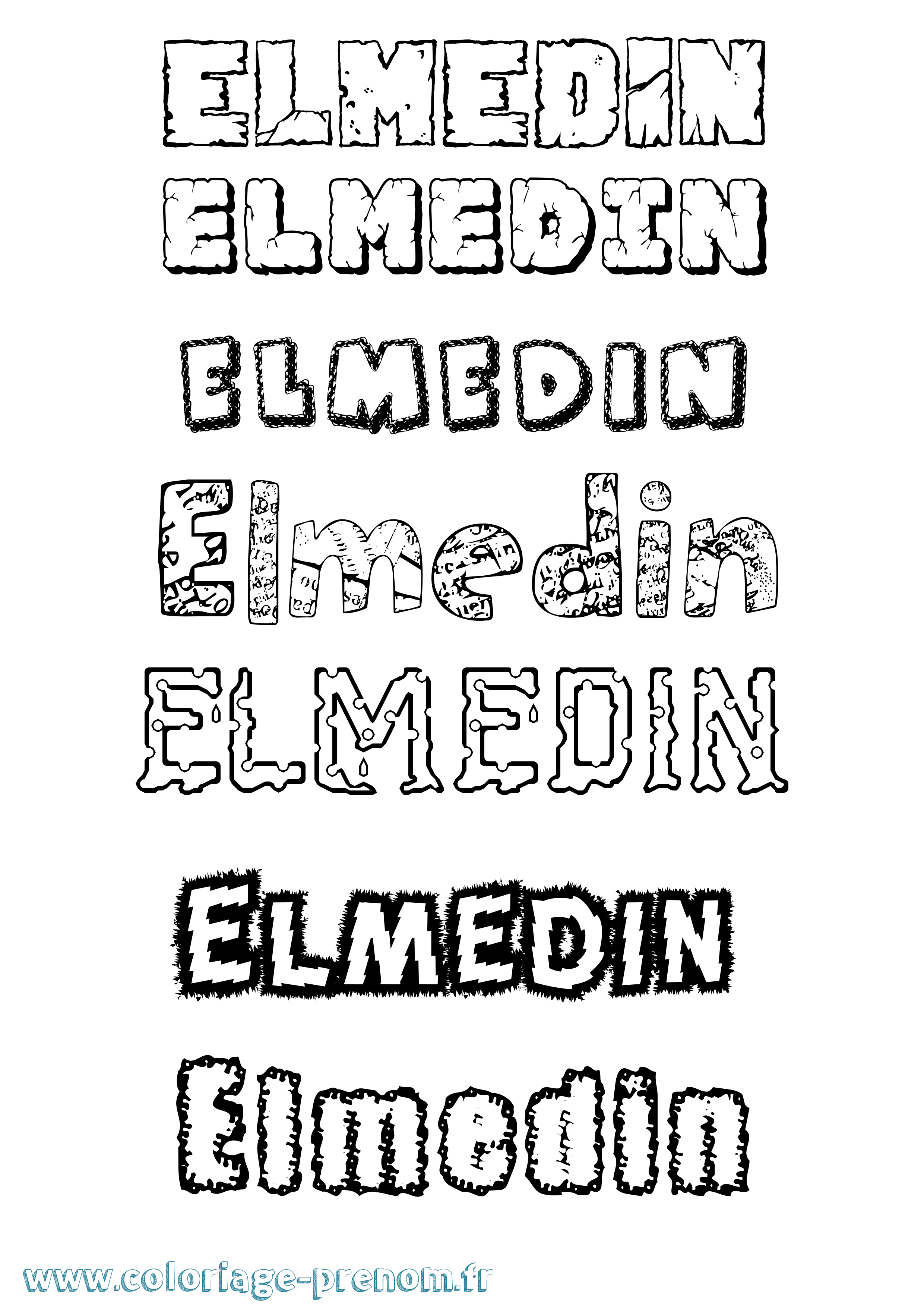 Coloriage Elmedin Destructuré Coloriage prénom Elmedin Destructuré