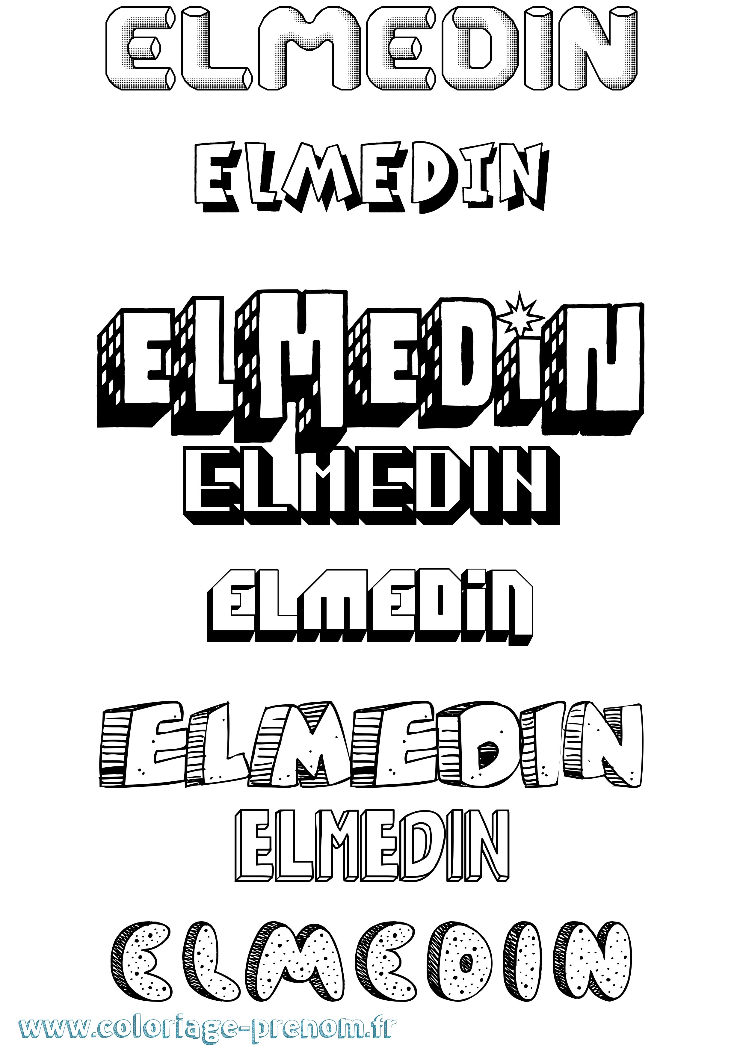 Coloriage Elmedin Effet 3D Coloriage prénom Elmedin Effet 3D