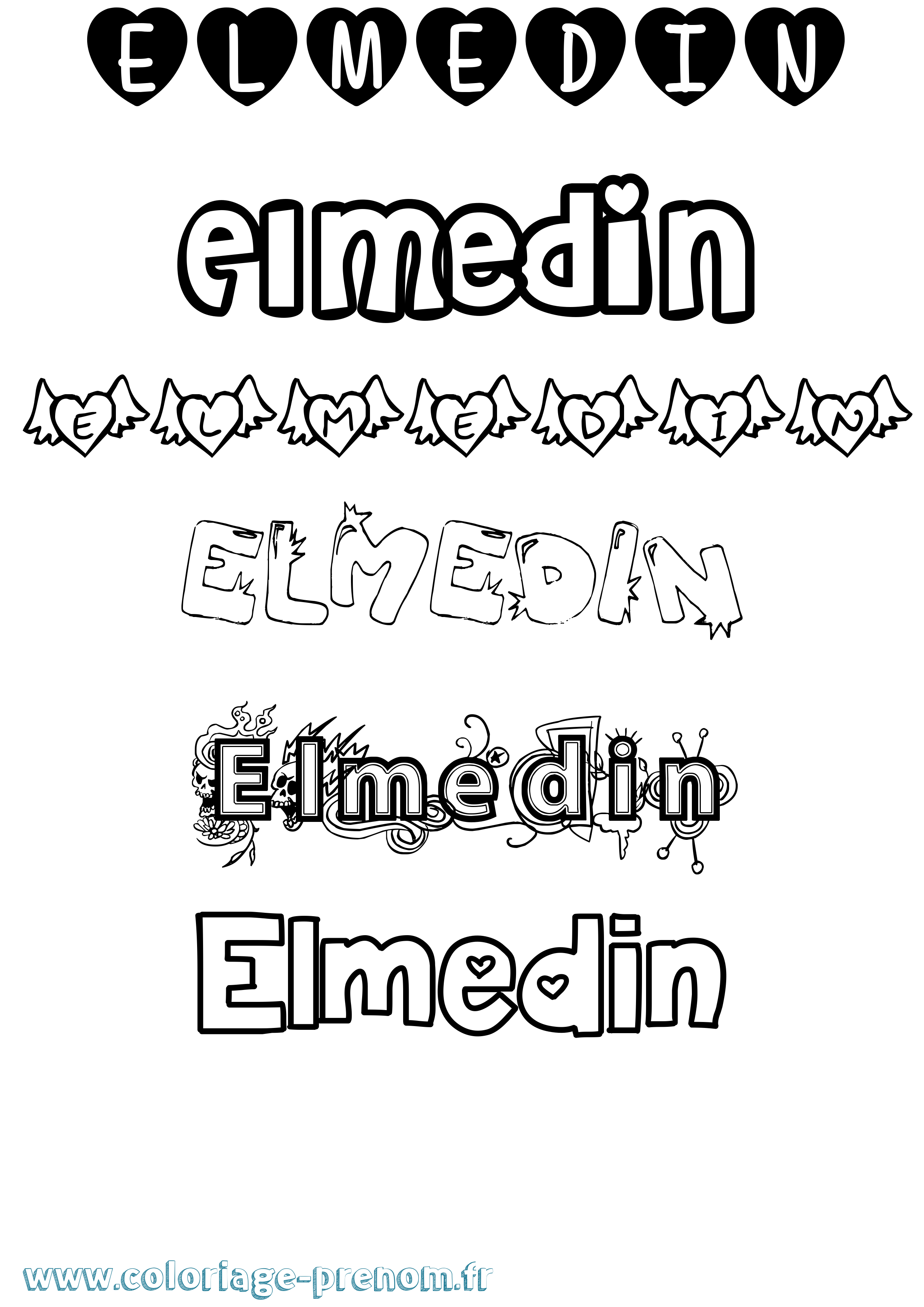 Coloriage Elmedin Girly Coloriage prénom Elmedin Girly