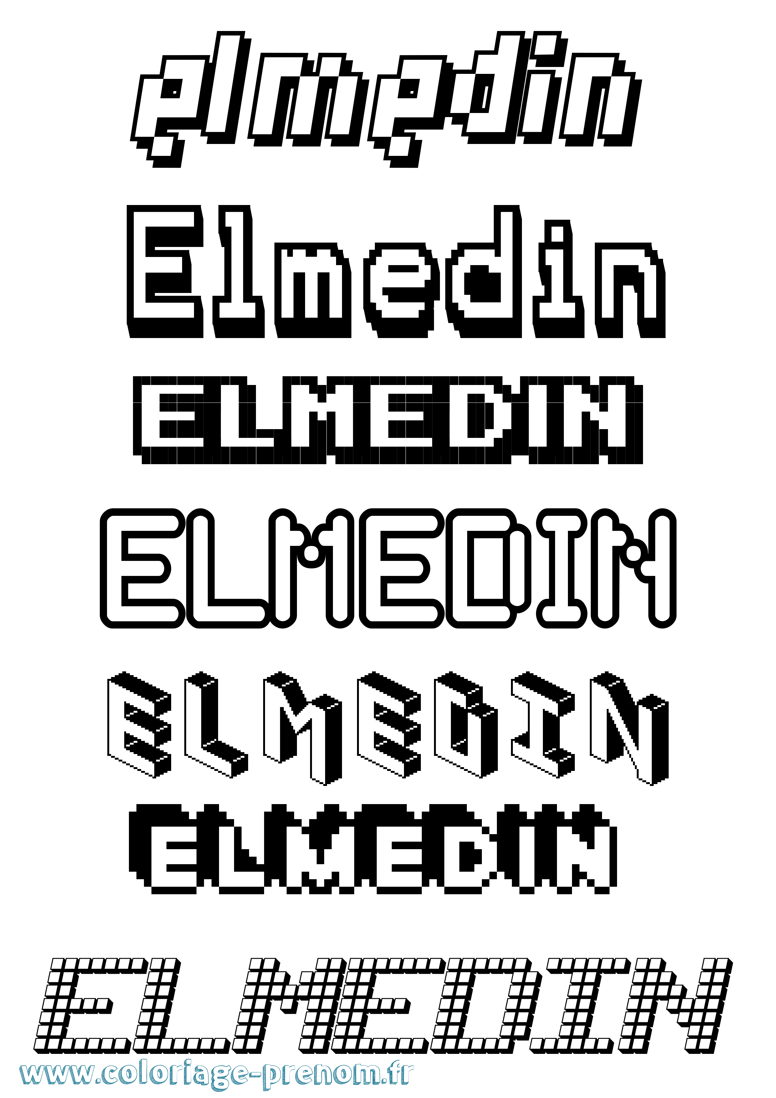 Coloriage Elmedin Pixel Coloriage prénom Elmedin Pixel