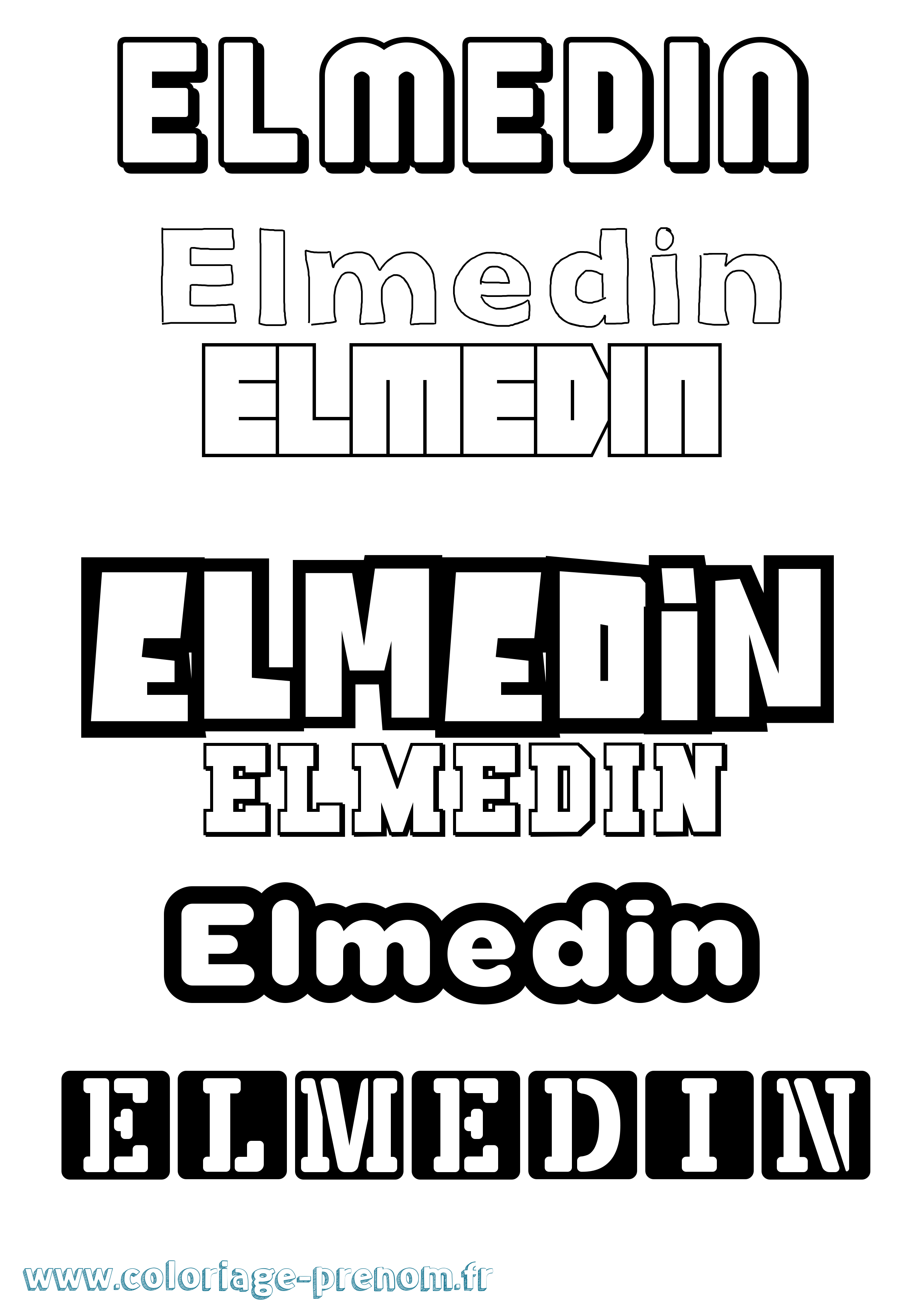 Coloriage Elmedin Simple Coloriage prénom Elmedin Simple